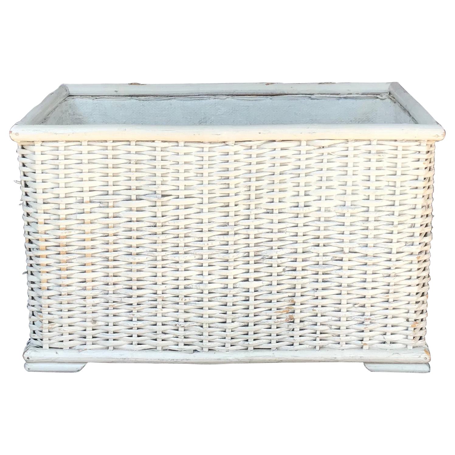 White Wicker Planter For Sale