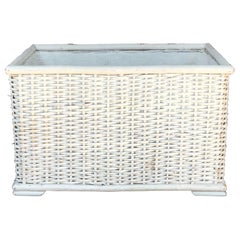 Vintage White Wicker Planter