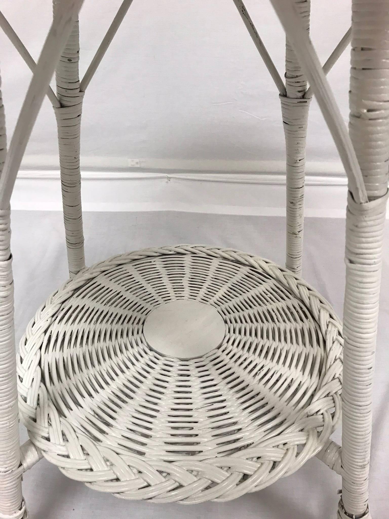 White Wicker Side Tables, 20th Century For Sale 4
