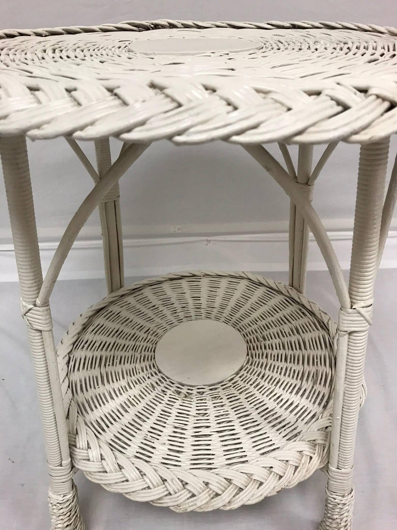 White Wicker Side Tables, 20th Century For Sale 5