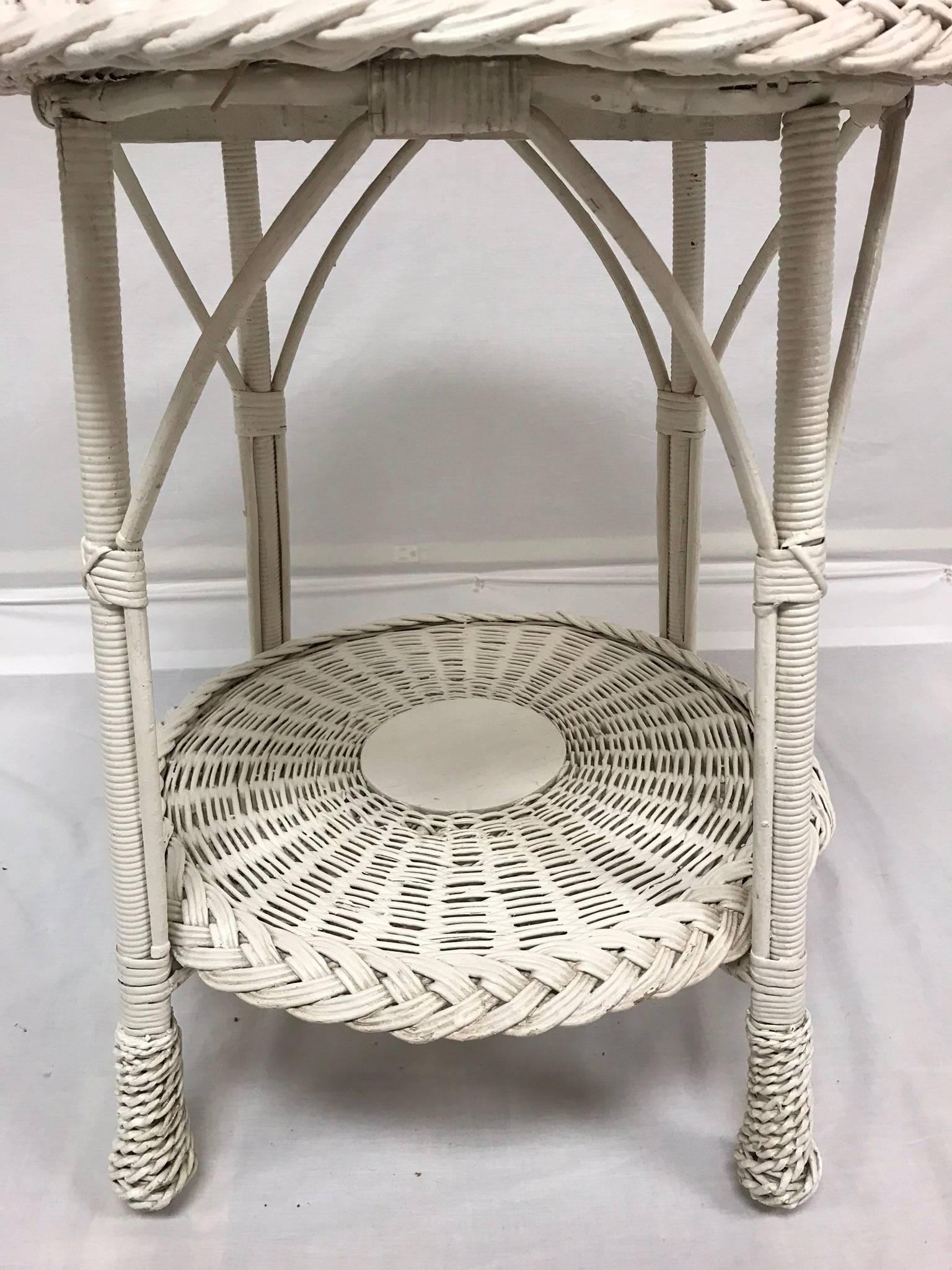 White Wicker Side Tables, 20th Century For Sale 6
