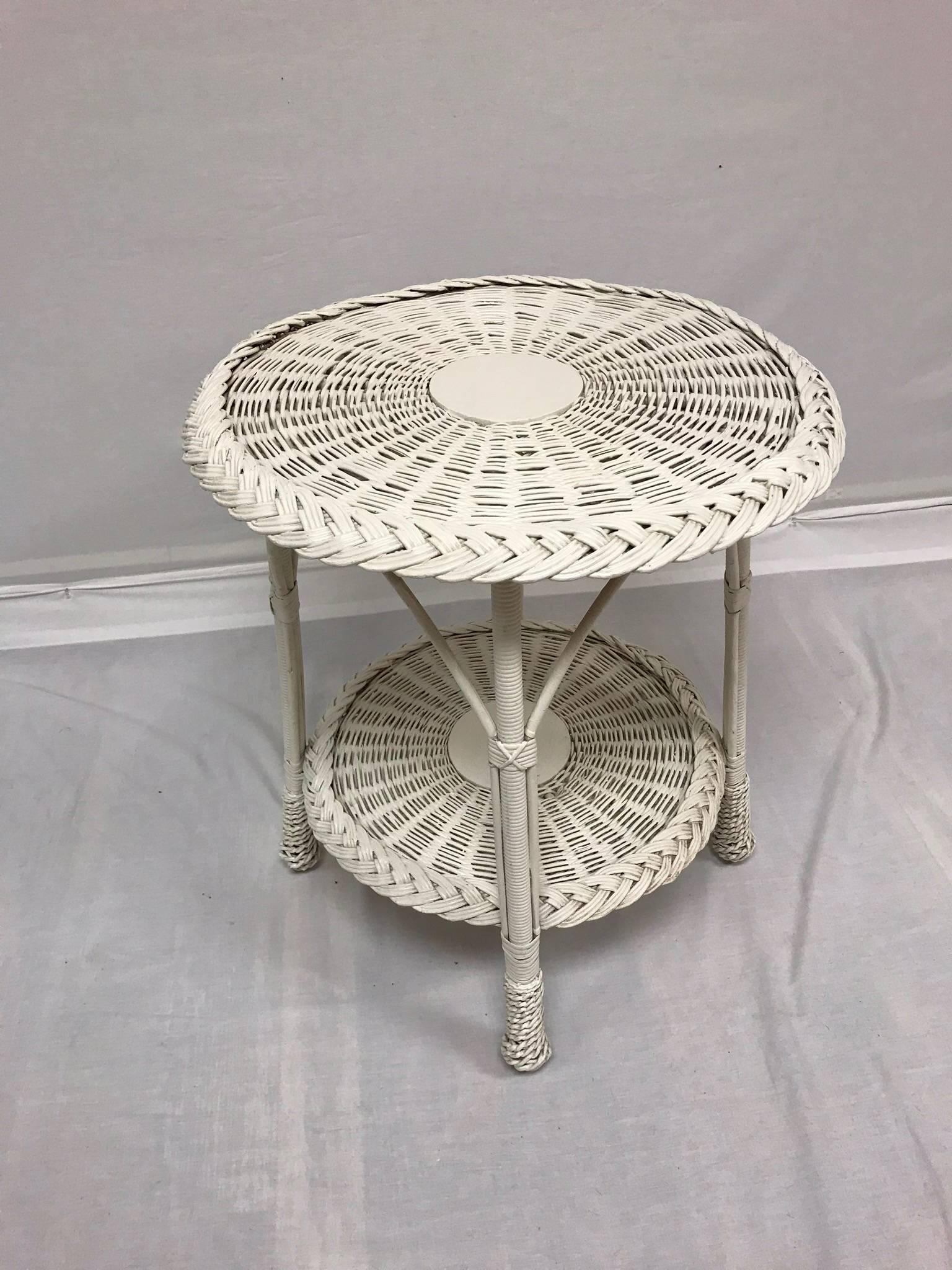 White Wicker Side Tables, 20th Century For Sale 8