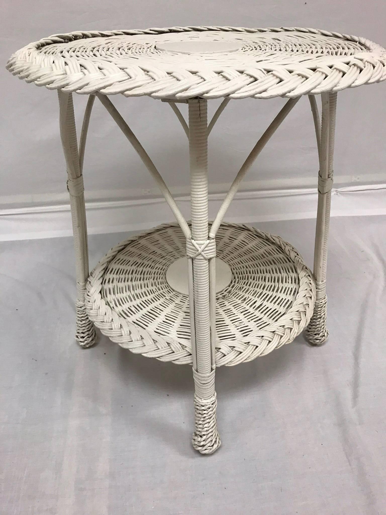 White Wicker Side Tables, 20th Century For Sale 9