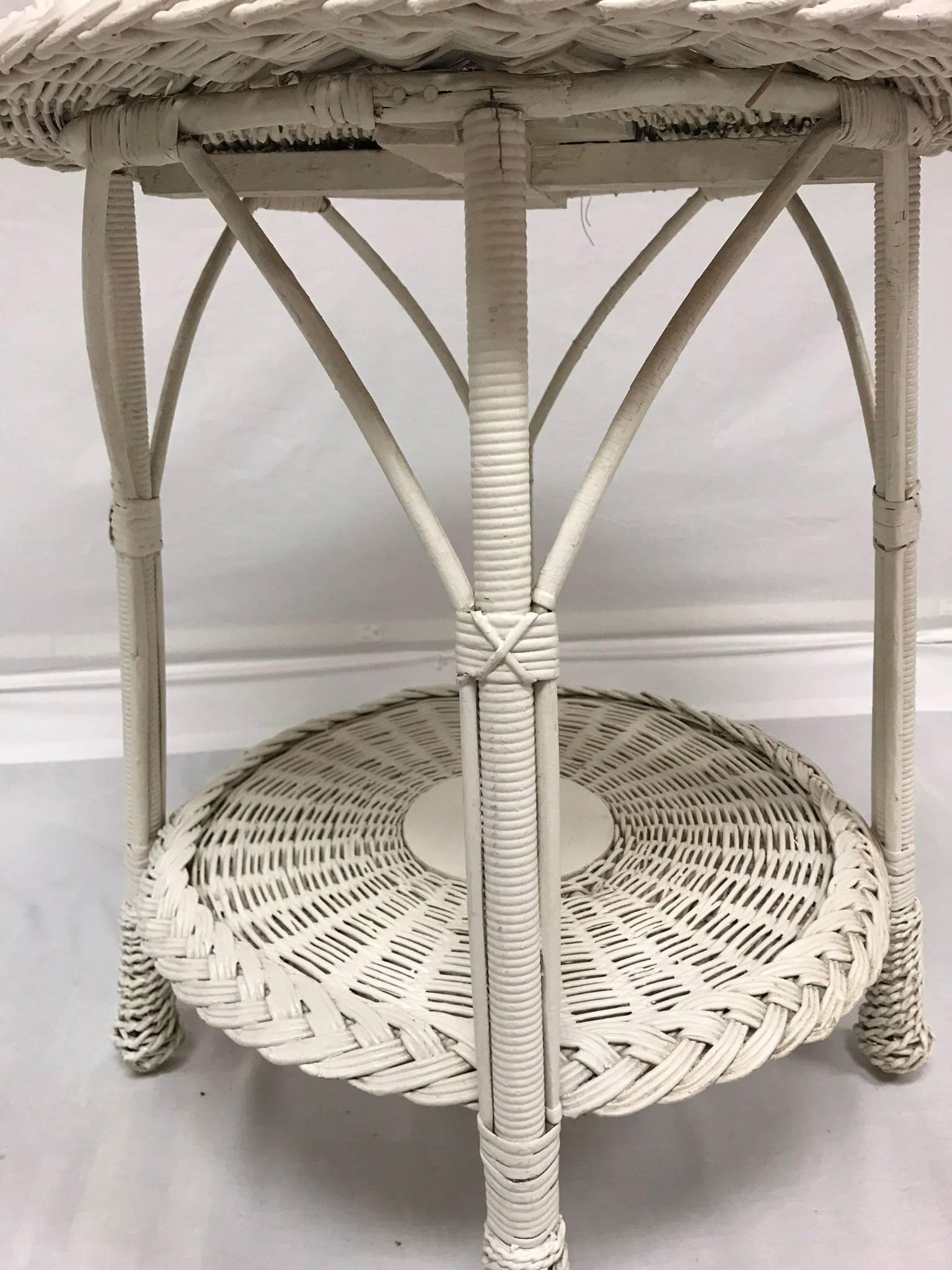 White Wicker Side Tables, 20th Century For Sale 10