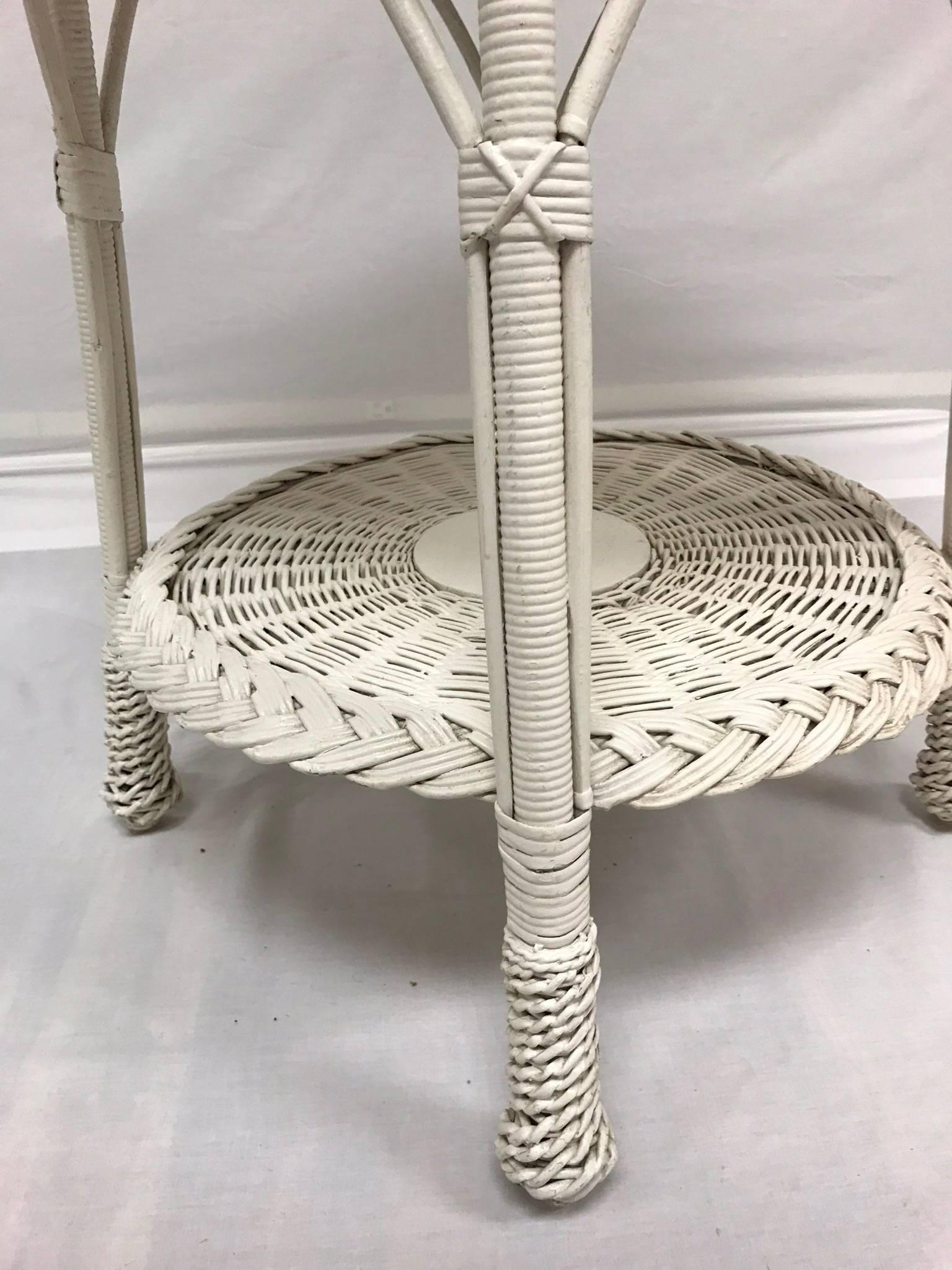 White Wicker Side Tables, 20th Century For Sale 11