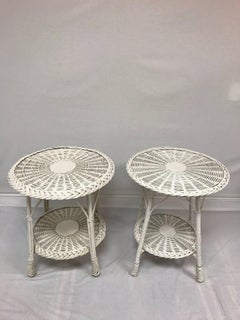White Wicker Side Tables, 20th Century