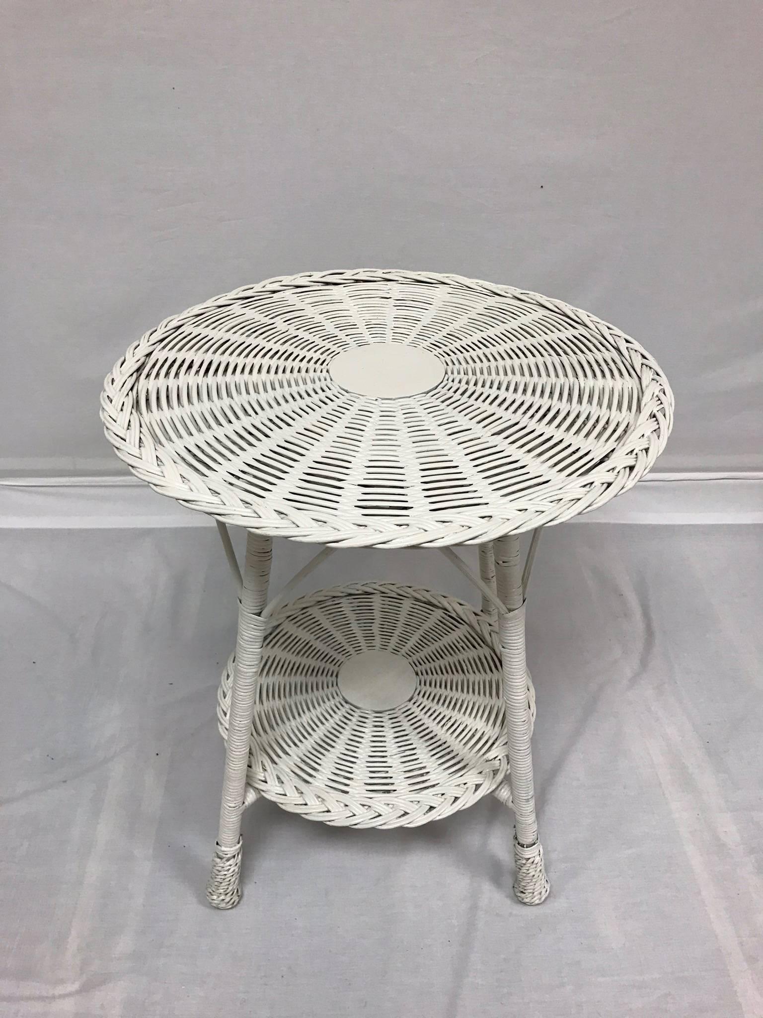 Other White Wicker Side Tables, 20th Century For Sale