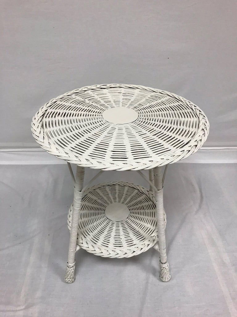 White Wicker Side Tables, 20th Century For Sale at 1stDibs