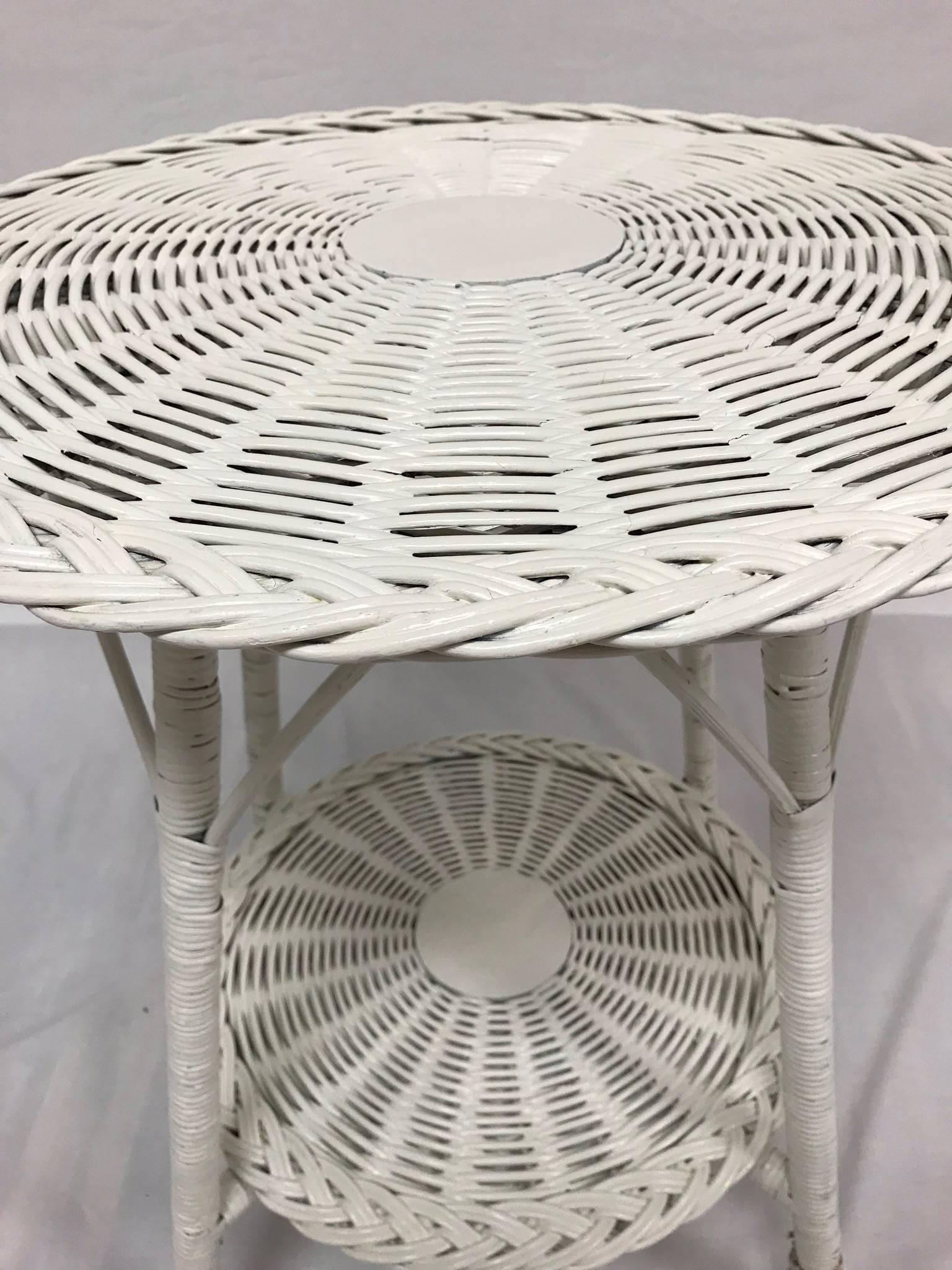 White Wicker Side Tables, 20th Century For Sale 1