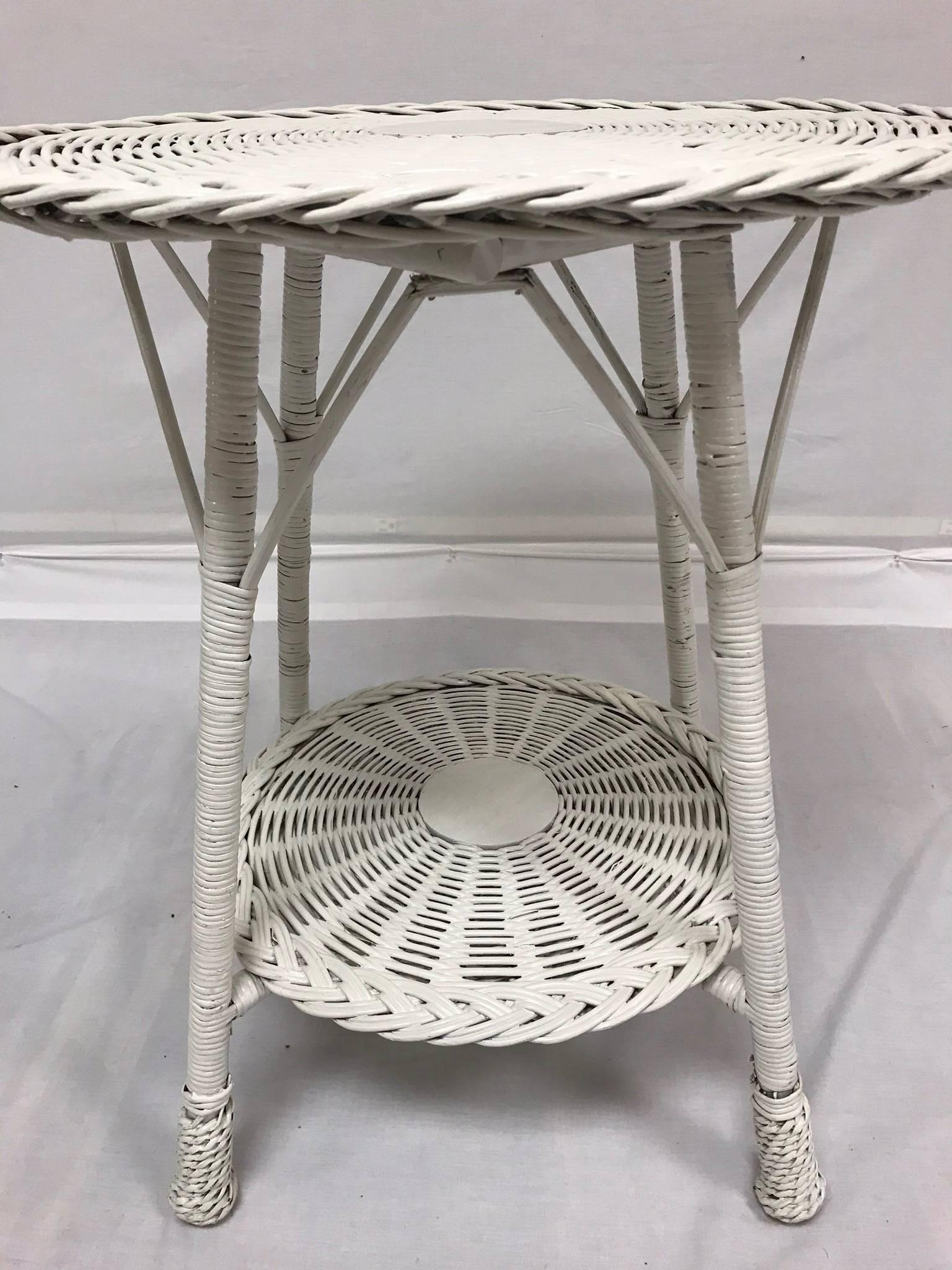 White Wicker Side Tables, 20th Century For Sale 2