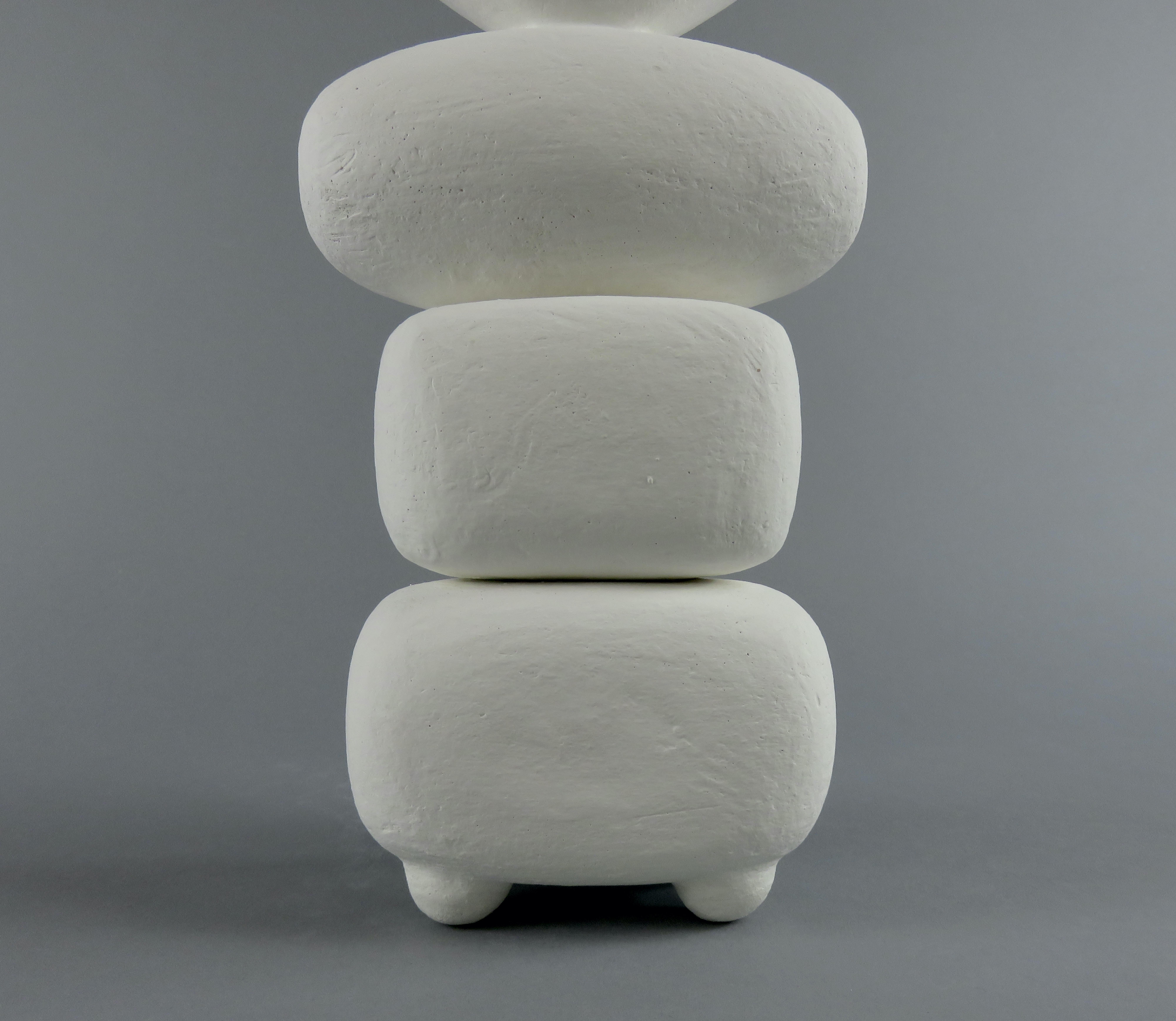 White Winged Crown, 4 Part Ceramic TOTEM, Hand Built Sculpture by H. Starcevic For Sale 2