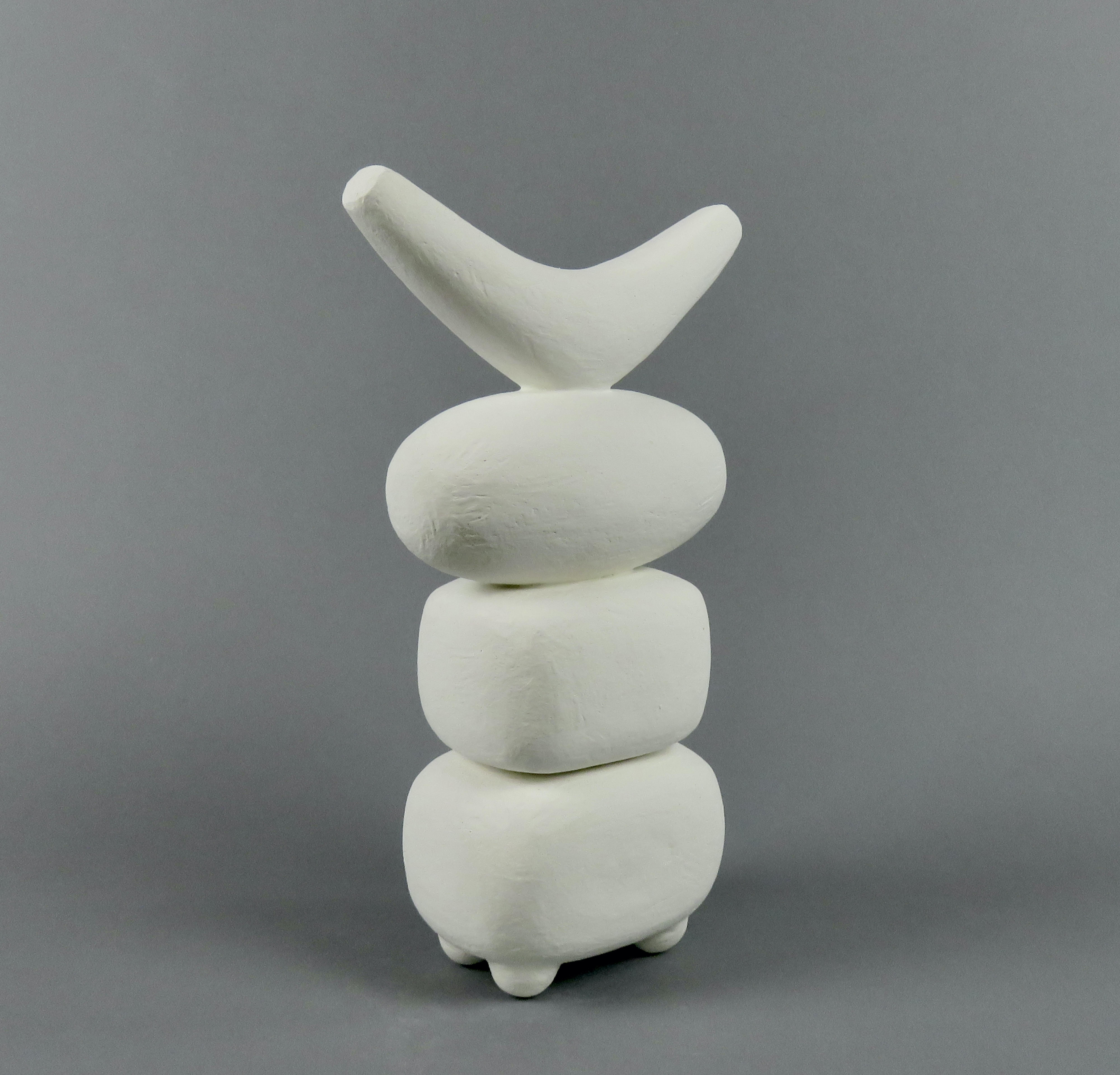 Mid-Century Modern TOTEM en céramique blanche ailée en 4 parties, sculpture fabriquée à la main par H. Starcevic en vente