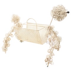 White Wire Poodle Magazine Rack