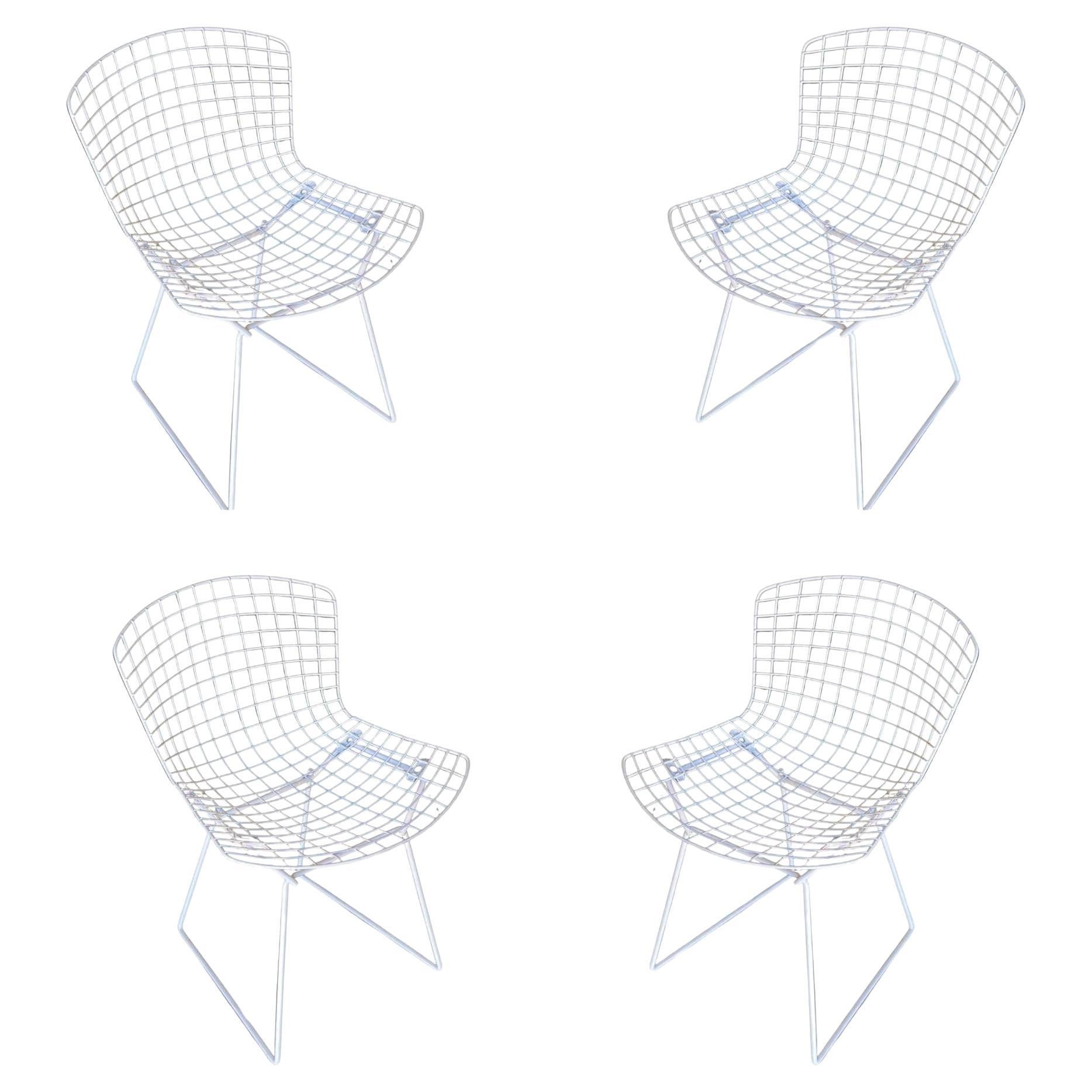 White Wire Side Chair by Harry Bertoia for Knoll, 1952 Set of 4