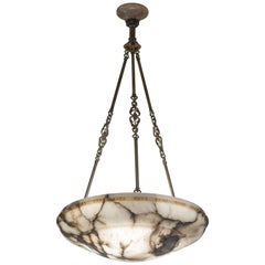 White, with Black Veins Alabaster Pendant, circa 1930s