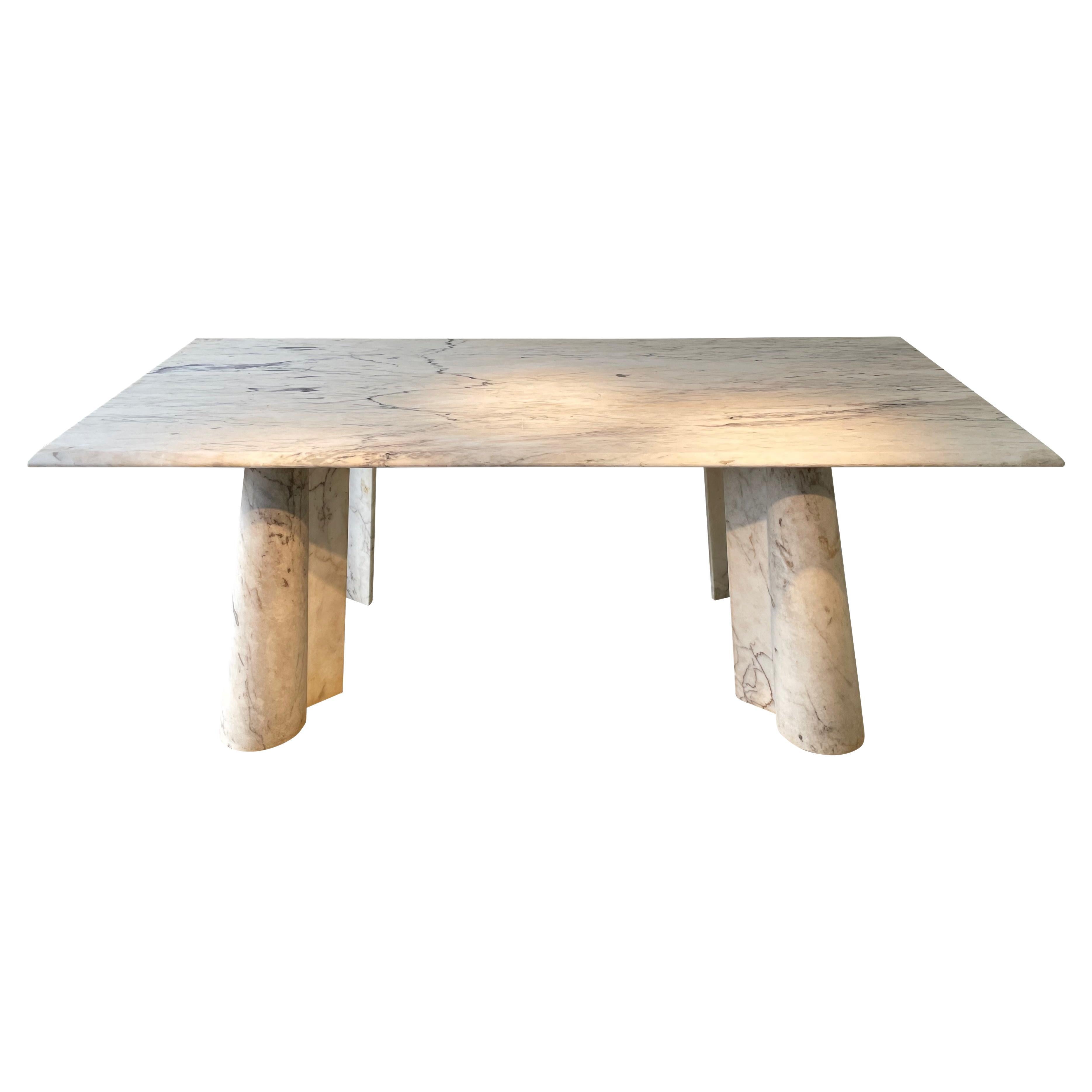 White With Black Veins Marble Center Hall Table, Spain, 1970s For Sale