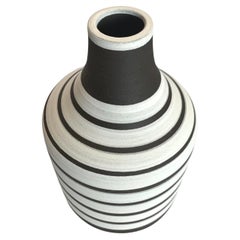 White With Dark Brown Stripes Vase, Turkey, Contemporary