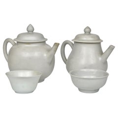Vintage White with Overglaze Enamel Tea Set Circa 1725, Qing Dynasty, Yongzheng Reign