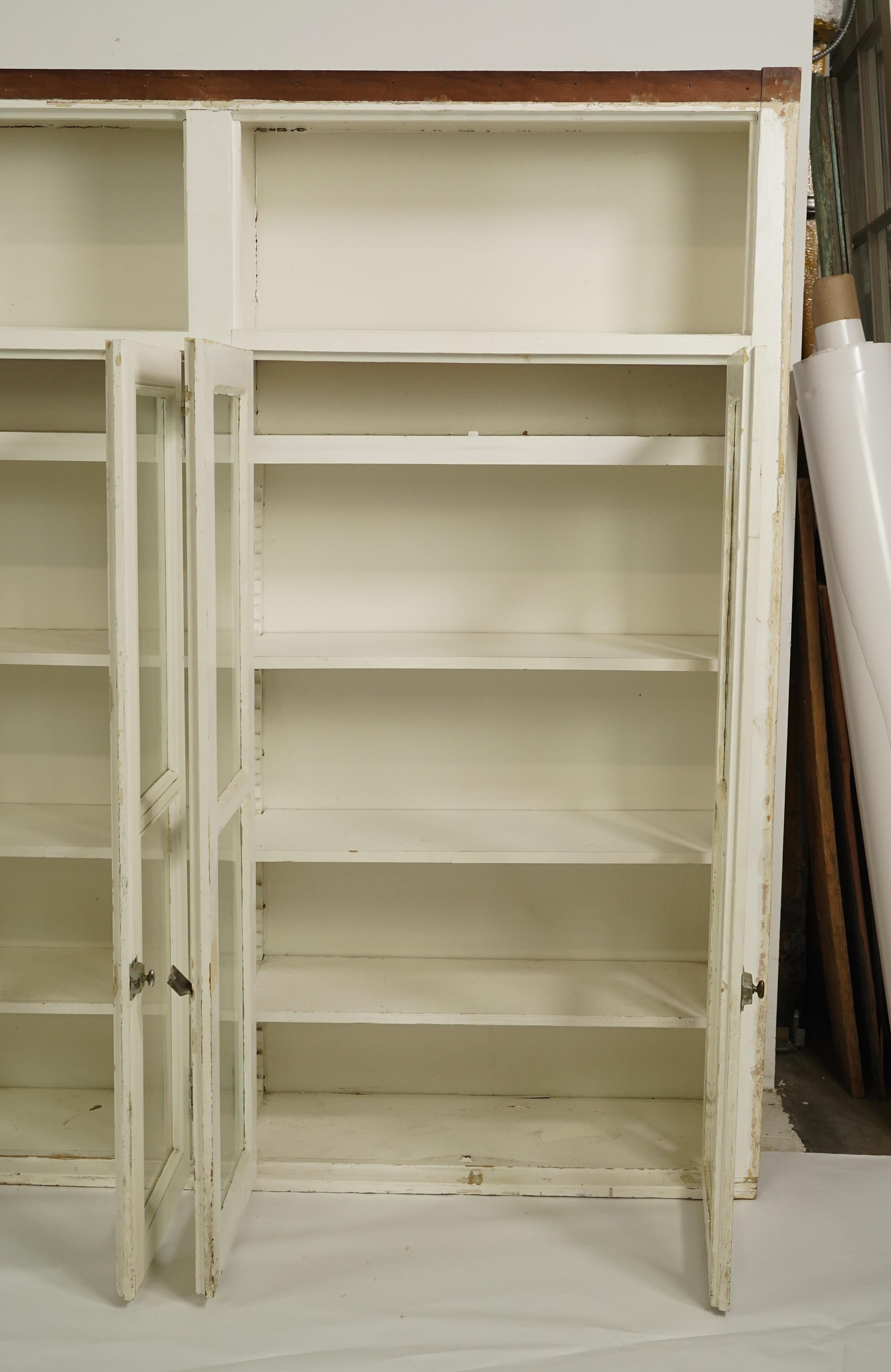 White Wood Glass Doors Upper Kitchen Cabinet Unit For Sale 4