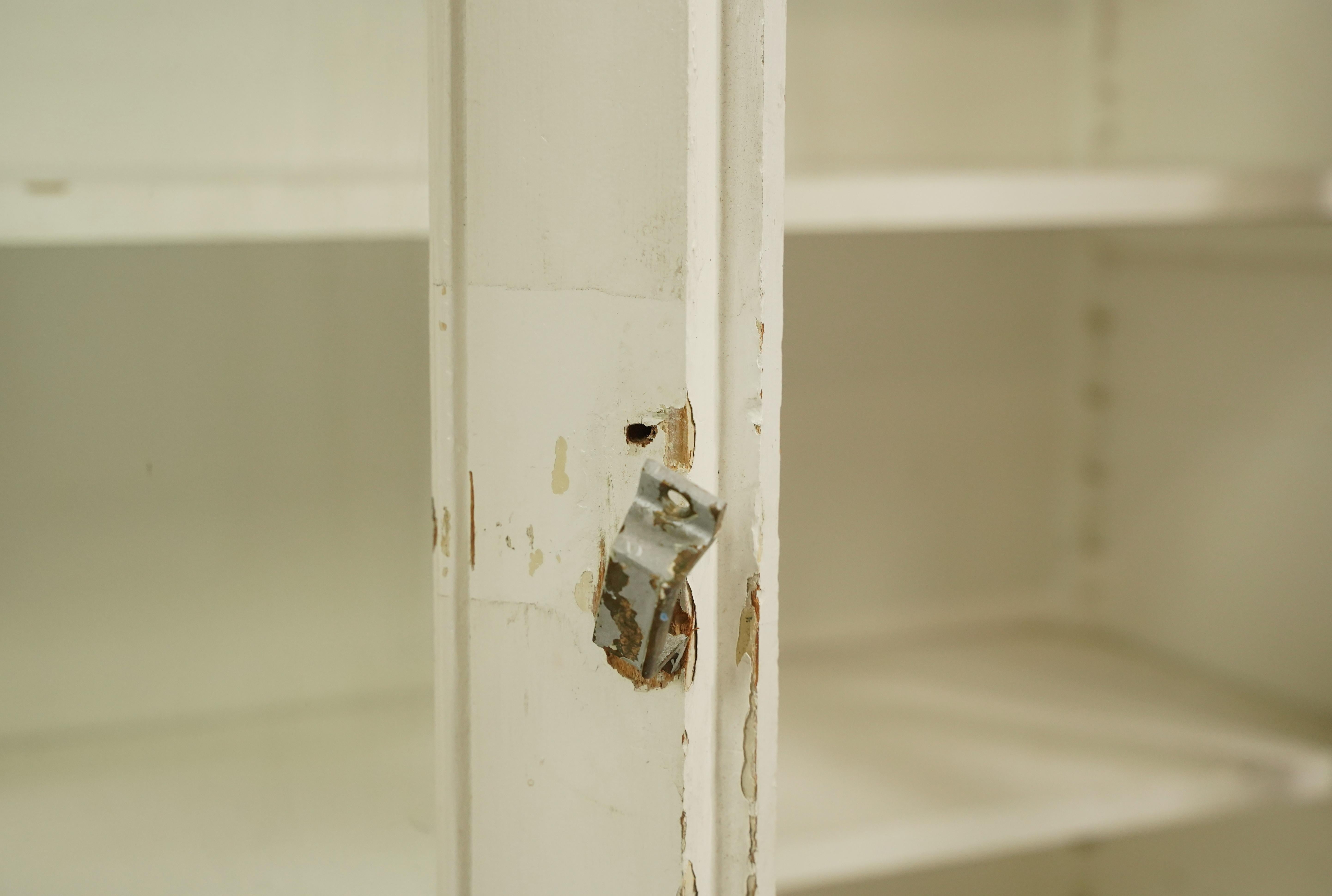 White Wood Glass Doors Upper Kitchen Cabinet Unit For Sale 1
