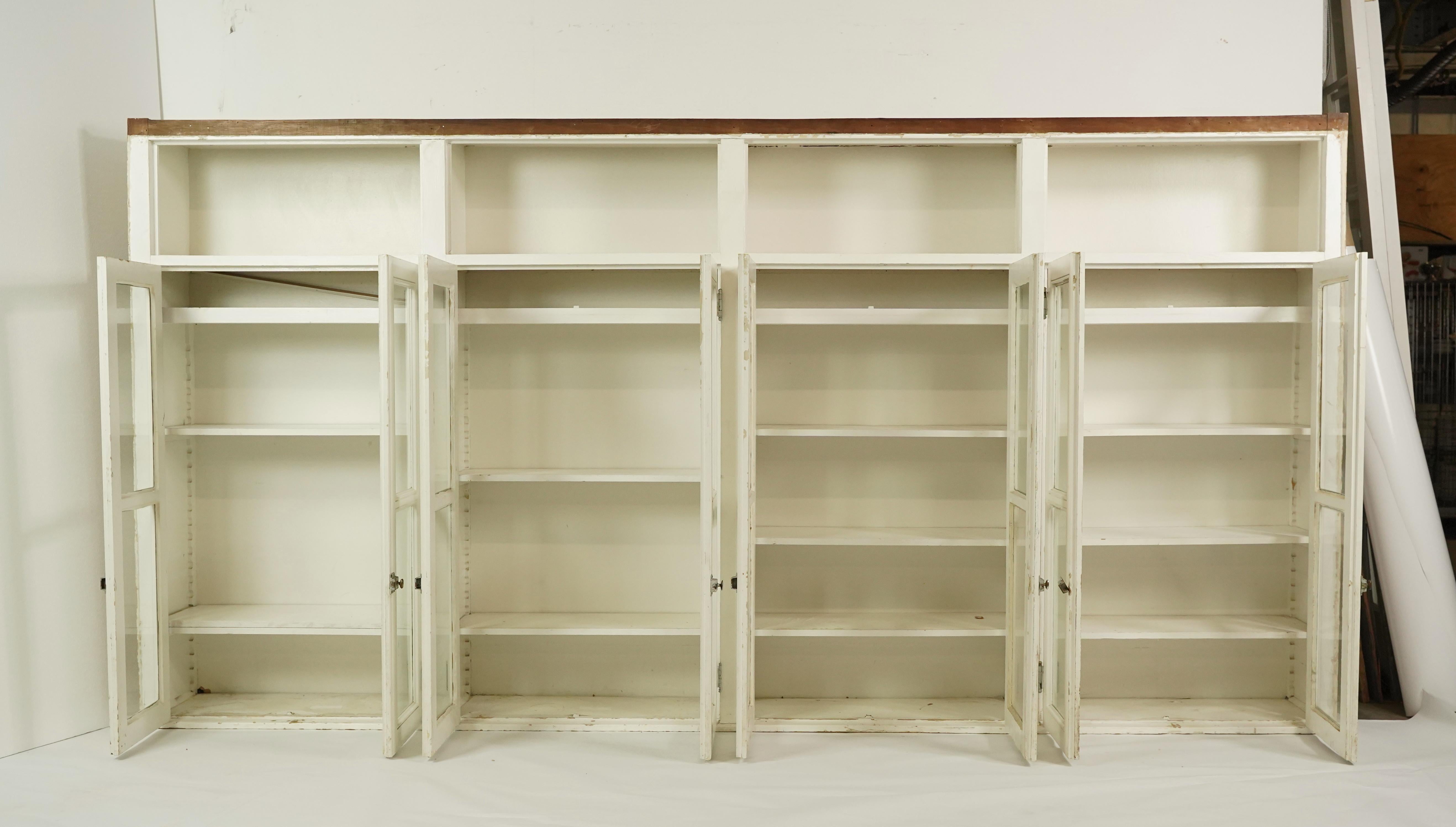 White Wood Glass Doors Upper Kitchen Cabinet Unit For Sale 2
