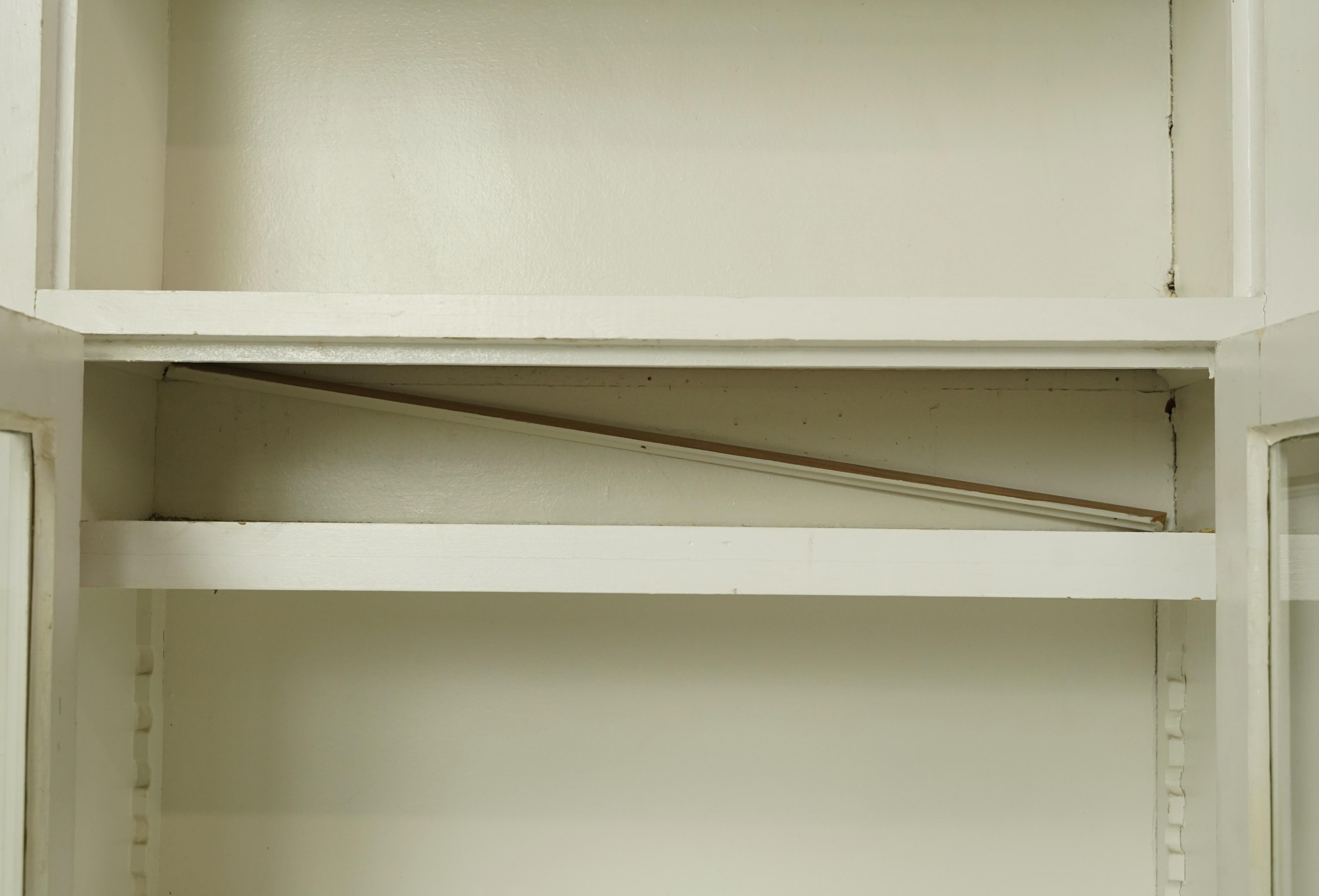 White Wood Glass Doors Upper Kitchen Cabinet Unit For Sale 3