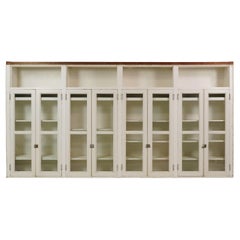 White Wood Glass Doors Upper Kitchen Cabinet Unit
