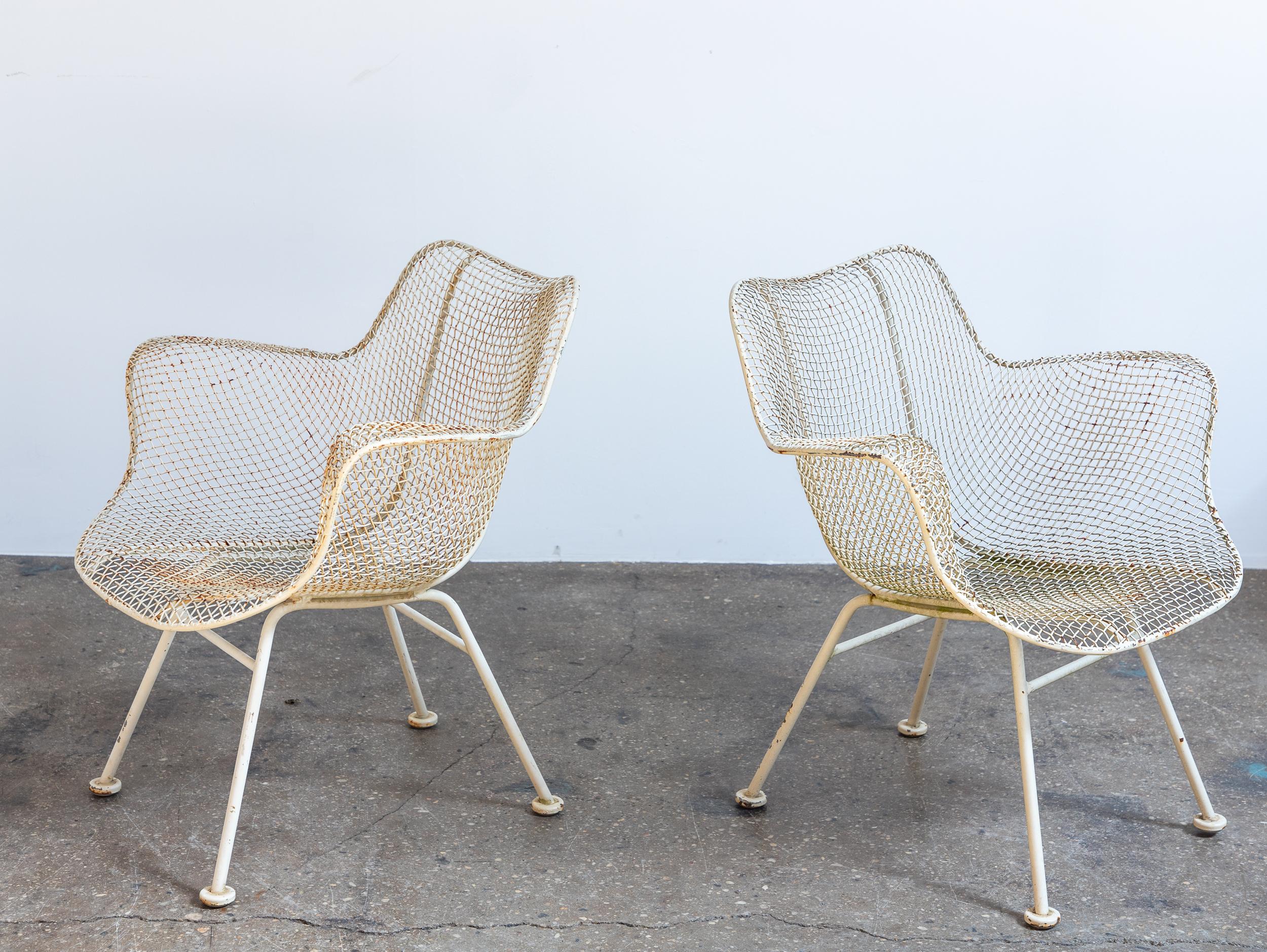 Mid-Century Modern White Woodard Sculptura Patio Set with Four Chairs - Mid Century Patio Chairs