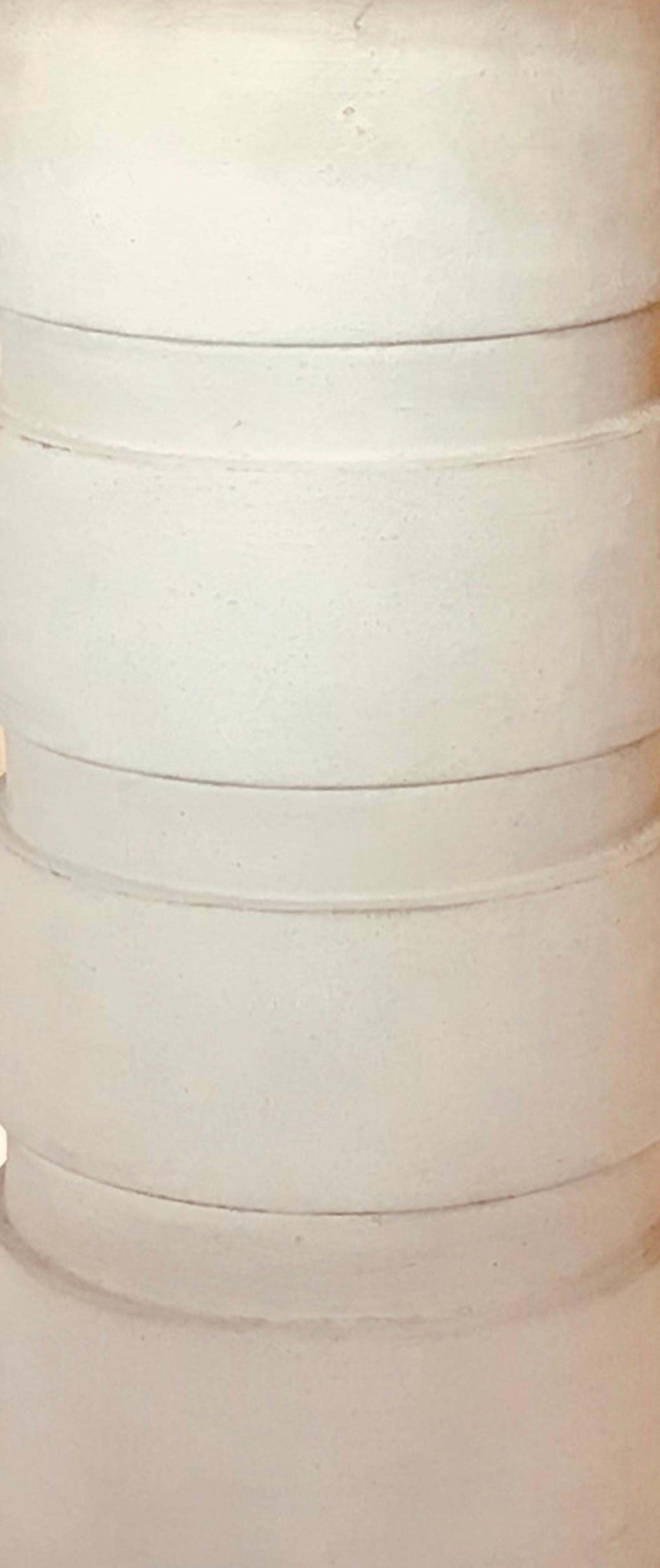 Belgian White Wooded Pair Cylinder Lamps, Belgium, Midcentury