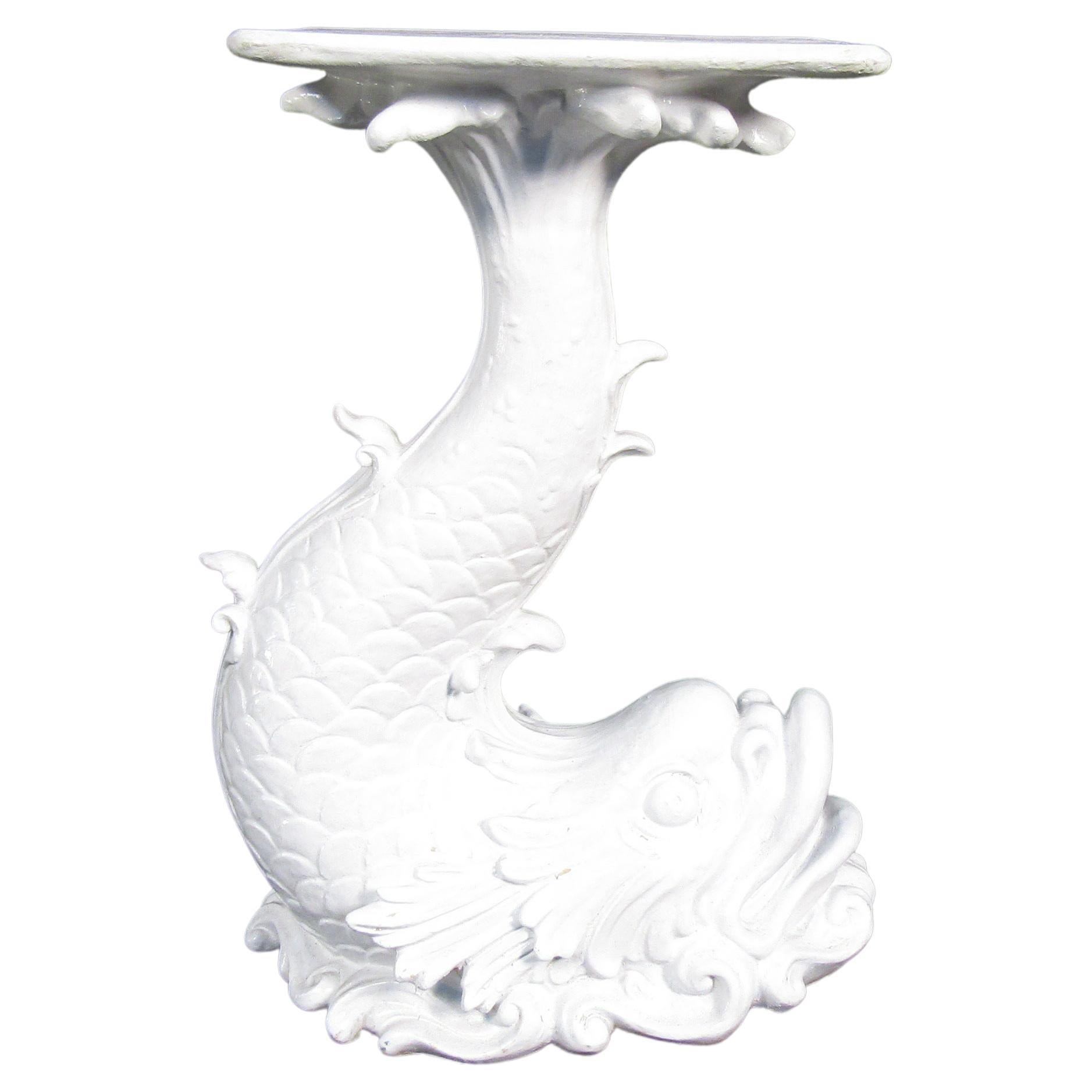 Unique white koi fish sculpture with table top. 
(Please confirm item location - NY or NJ - with dealer).
 