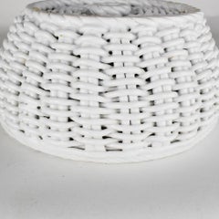 Dekoschale aus weißer gewebter Keramik, Italien