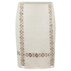 White Woven Lace Detail Skirt Size L