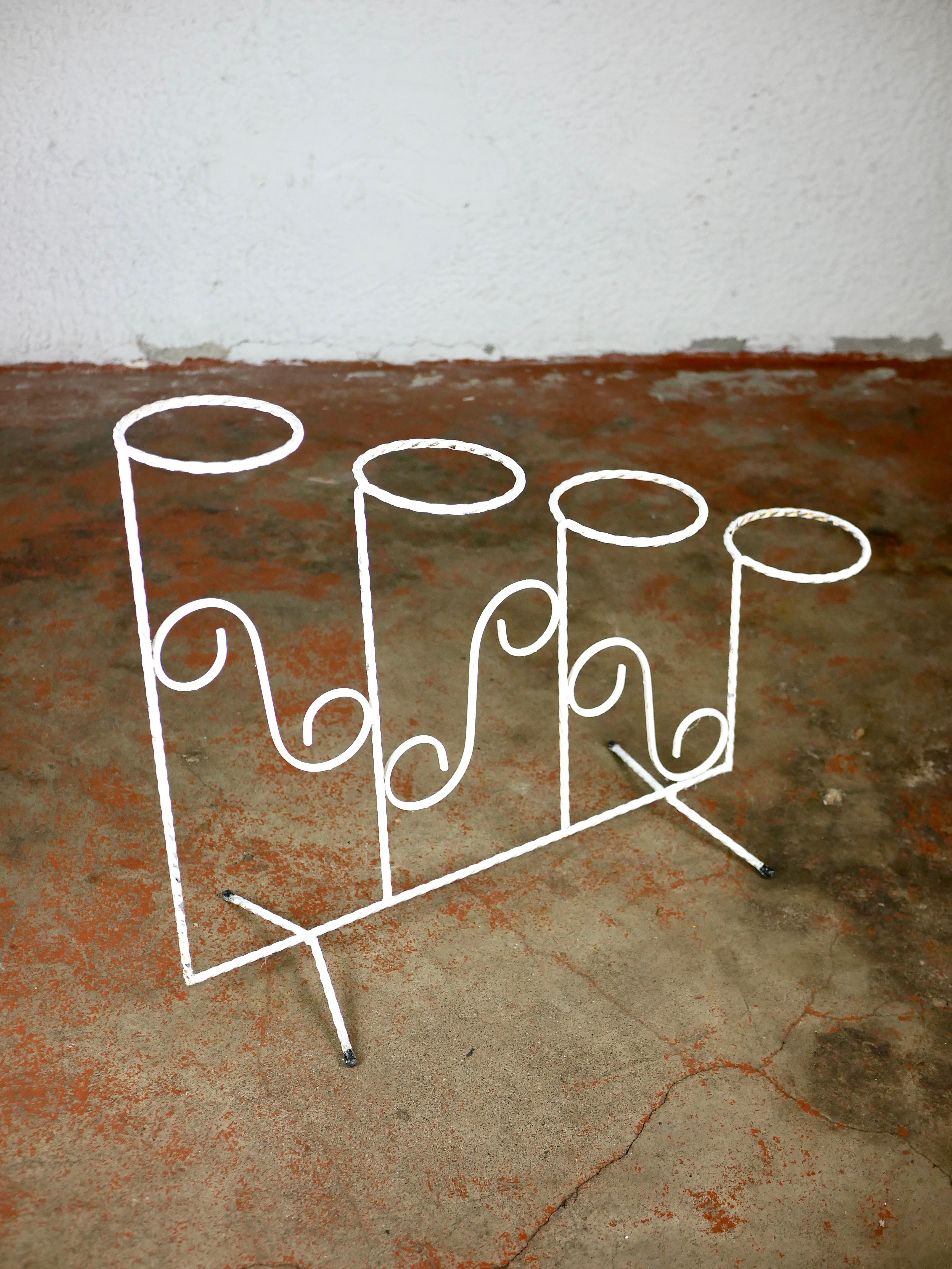 French White Wrought Iron Plant Stand from France, 1960