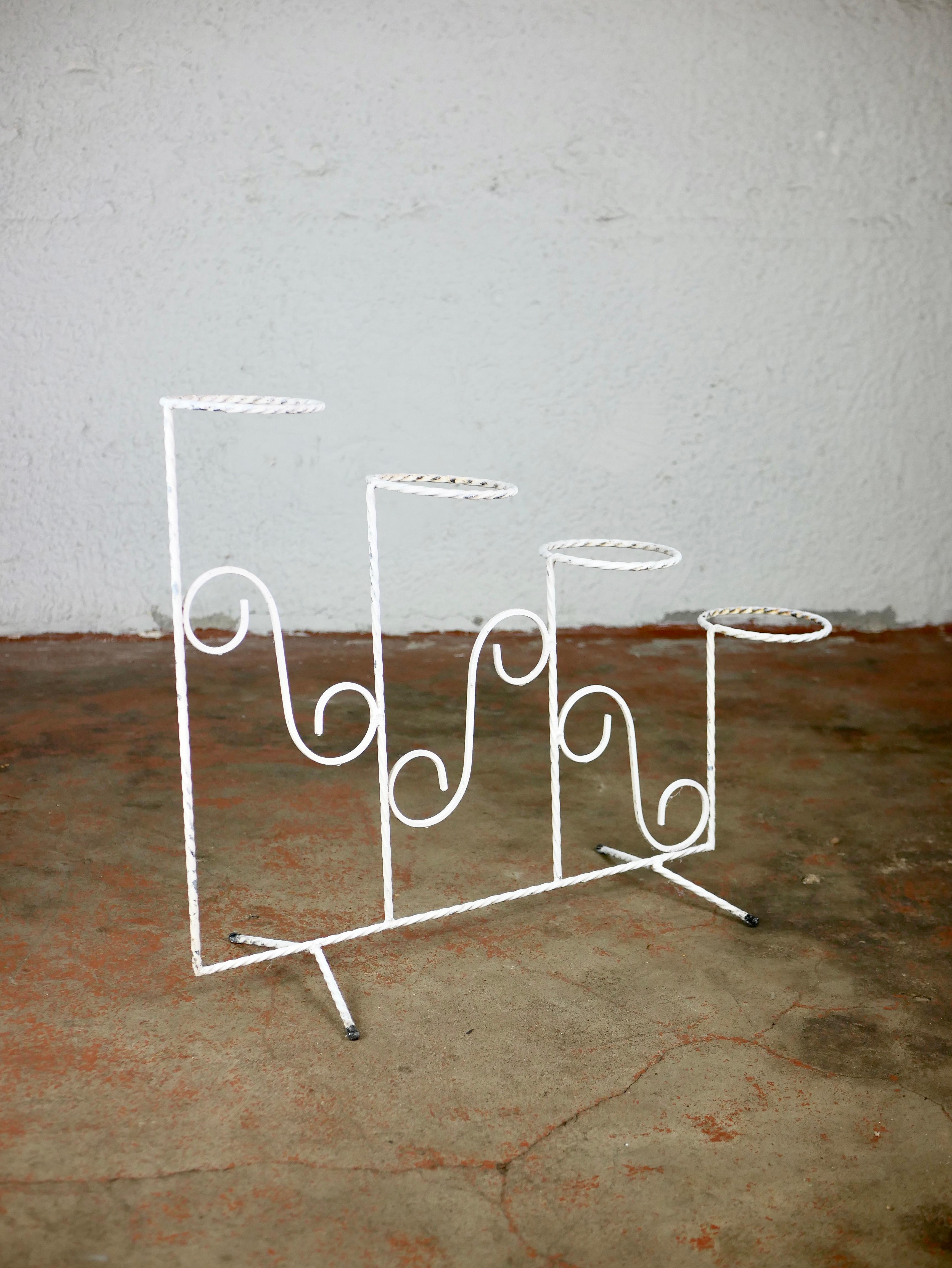 White Wrought Iron Plant Stand from France, 1960 In Good Condition In Lyon, FR