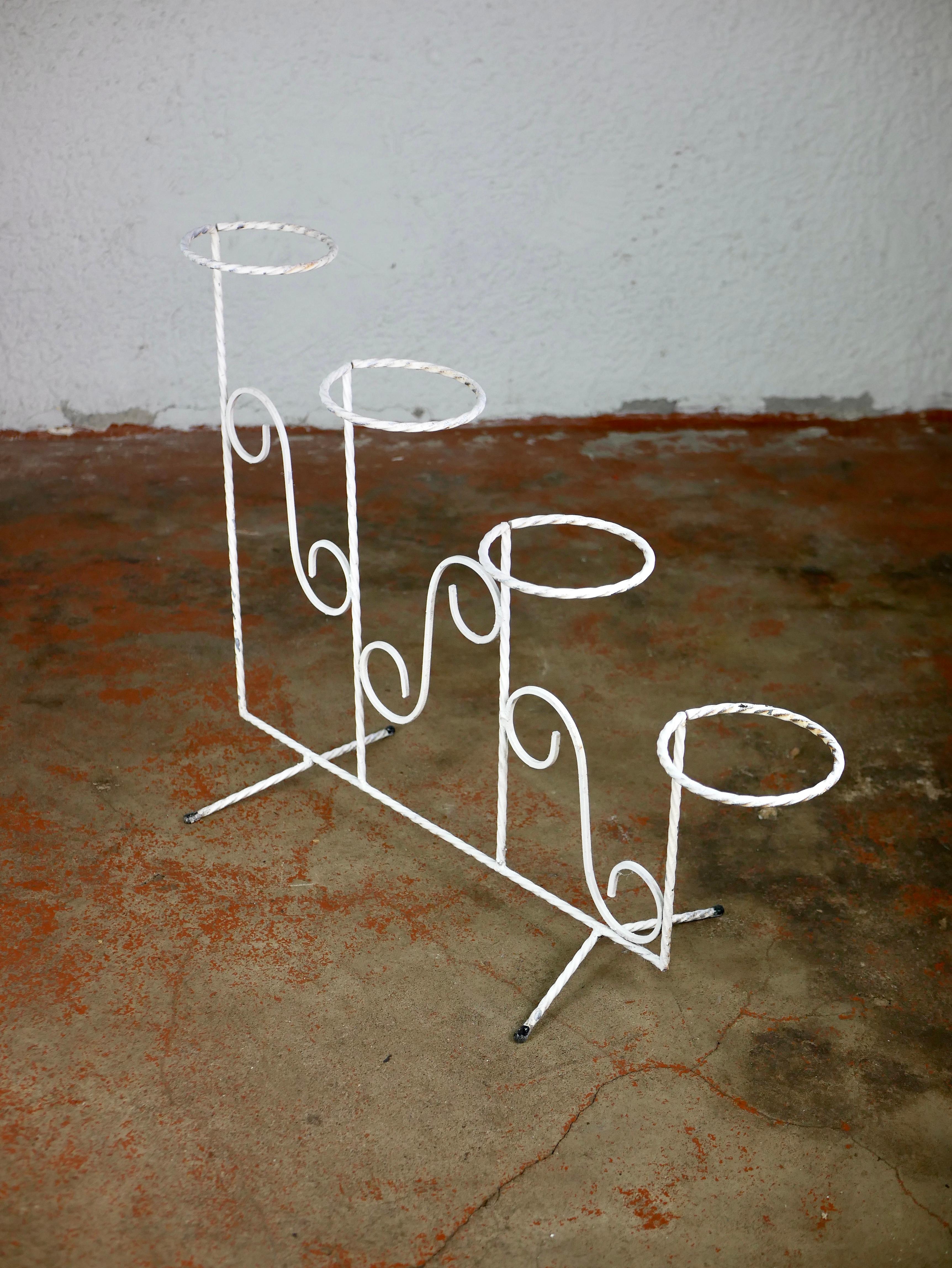 White Wrought Iron Plant Stand from France, 1960 1