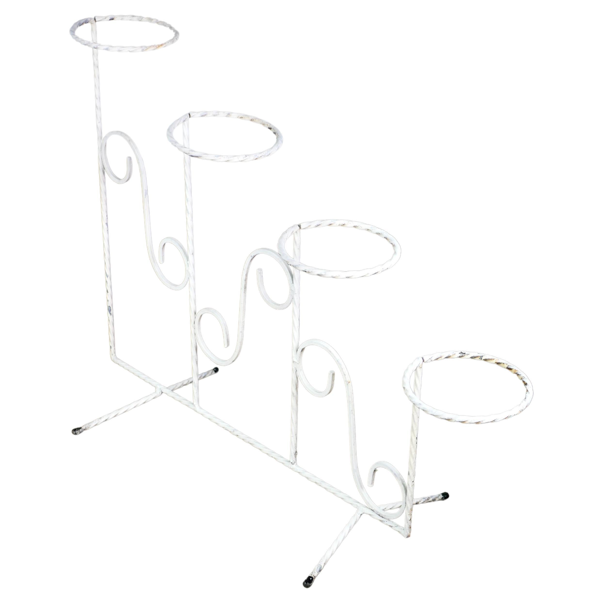 White Wrought Iron Plant Stand from France, 1960