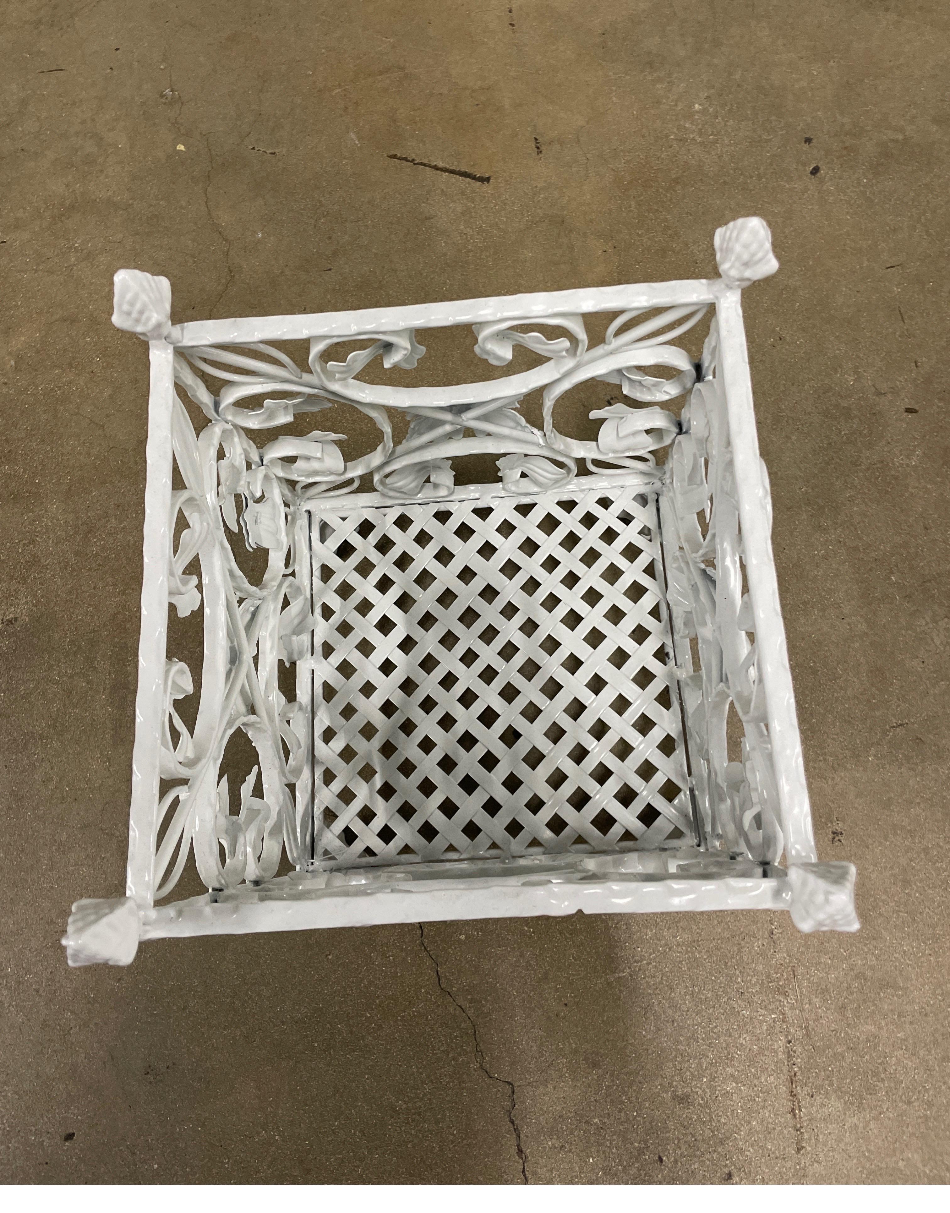 American White Wrought Iron Planter Box For Sale