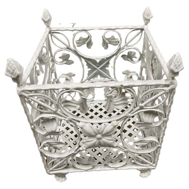 White Wrought Iron Planter Box For Sale at 1stDibs | wrought iron ...