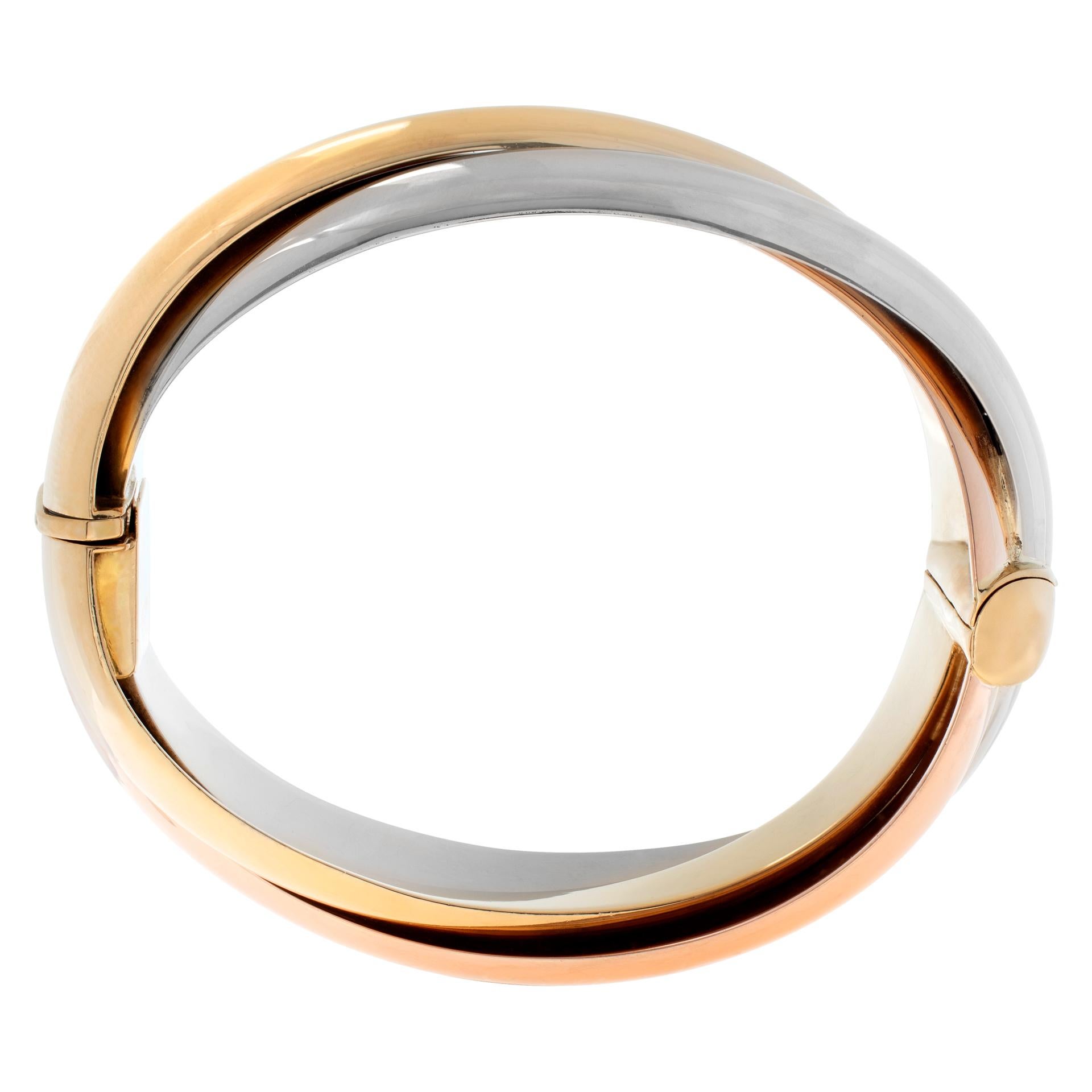 Women's White, yellow and rose gold bangle bracelet For Sale