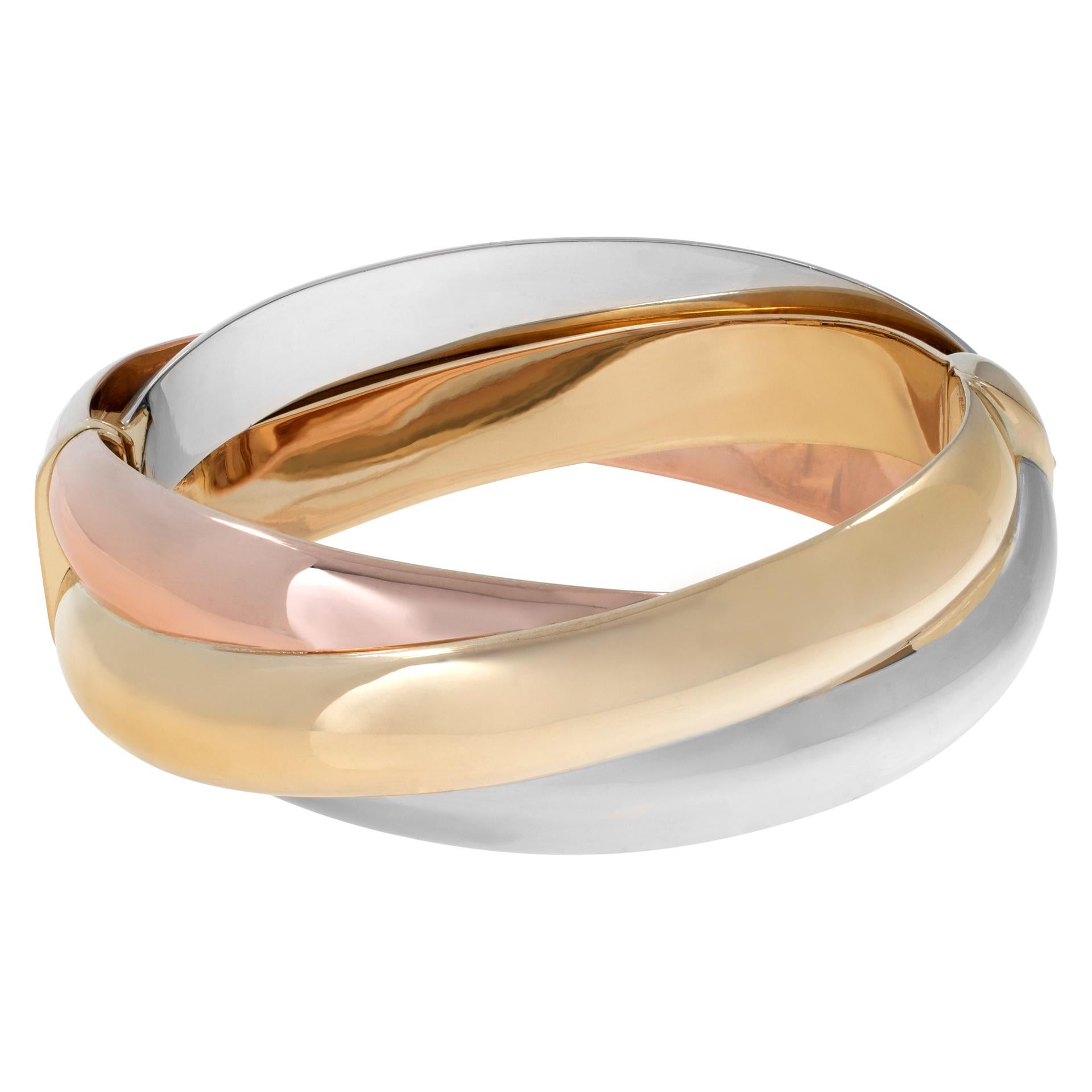White, yellow and rose gold bangle bracelet For Sale