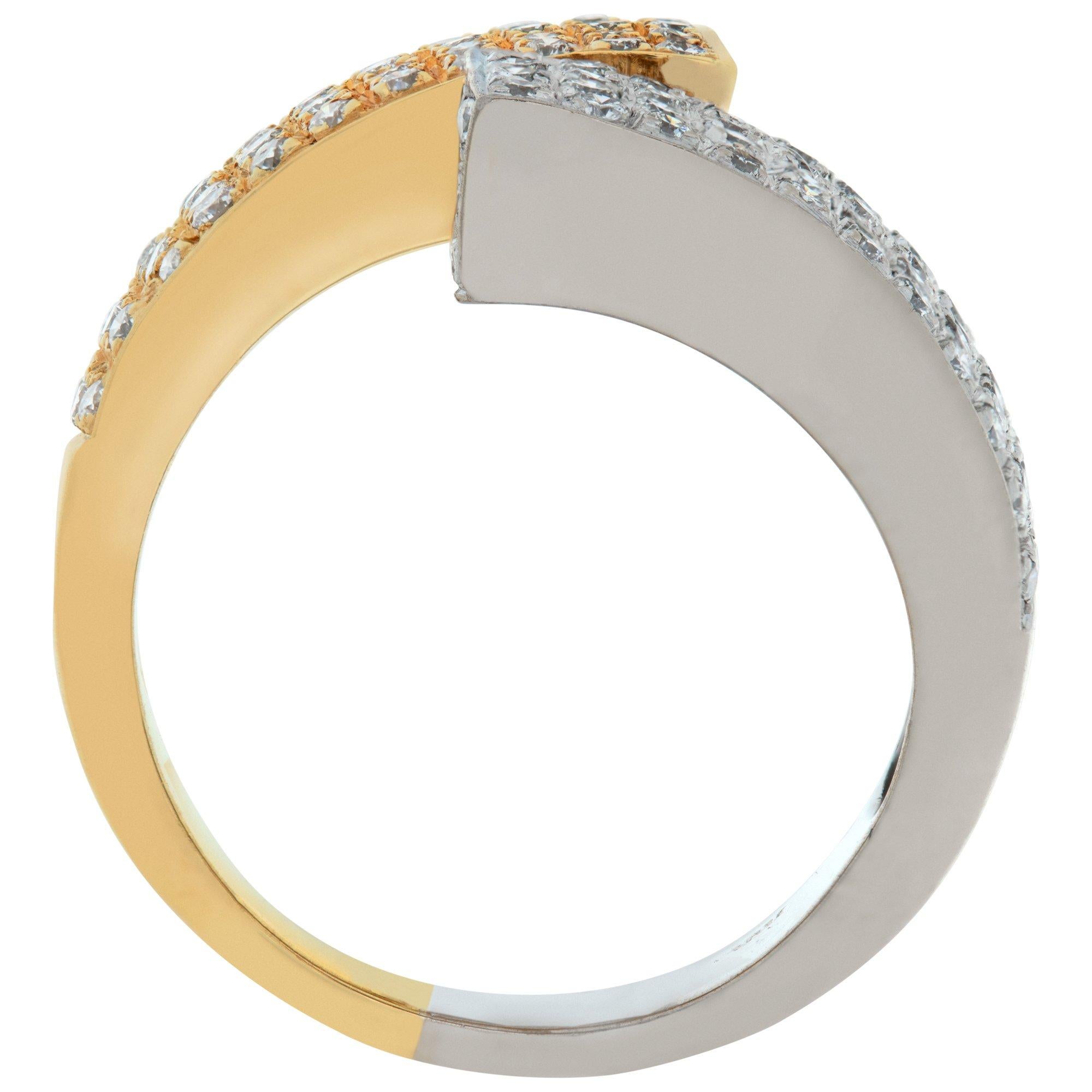 Women's White & yellow gold diamond ring with  brilliant cut diamonds For Sale