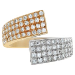 White & yellow gold diamond ring with  brilliant cut diamonds
