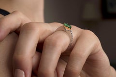 White & Yellow Gold Emerald Cut Emerald & Diamond Alternative Engagement Ring