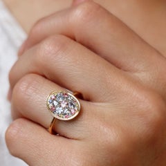 White Yellow Pink Diamond Blue Sapphire Pink Spinel Starstruck Ring, Joke Quick