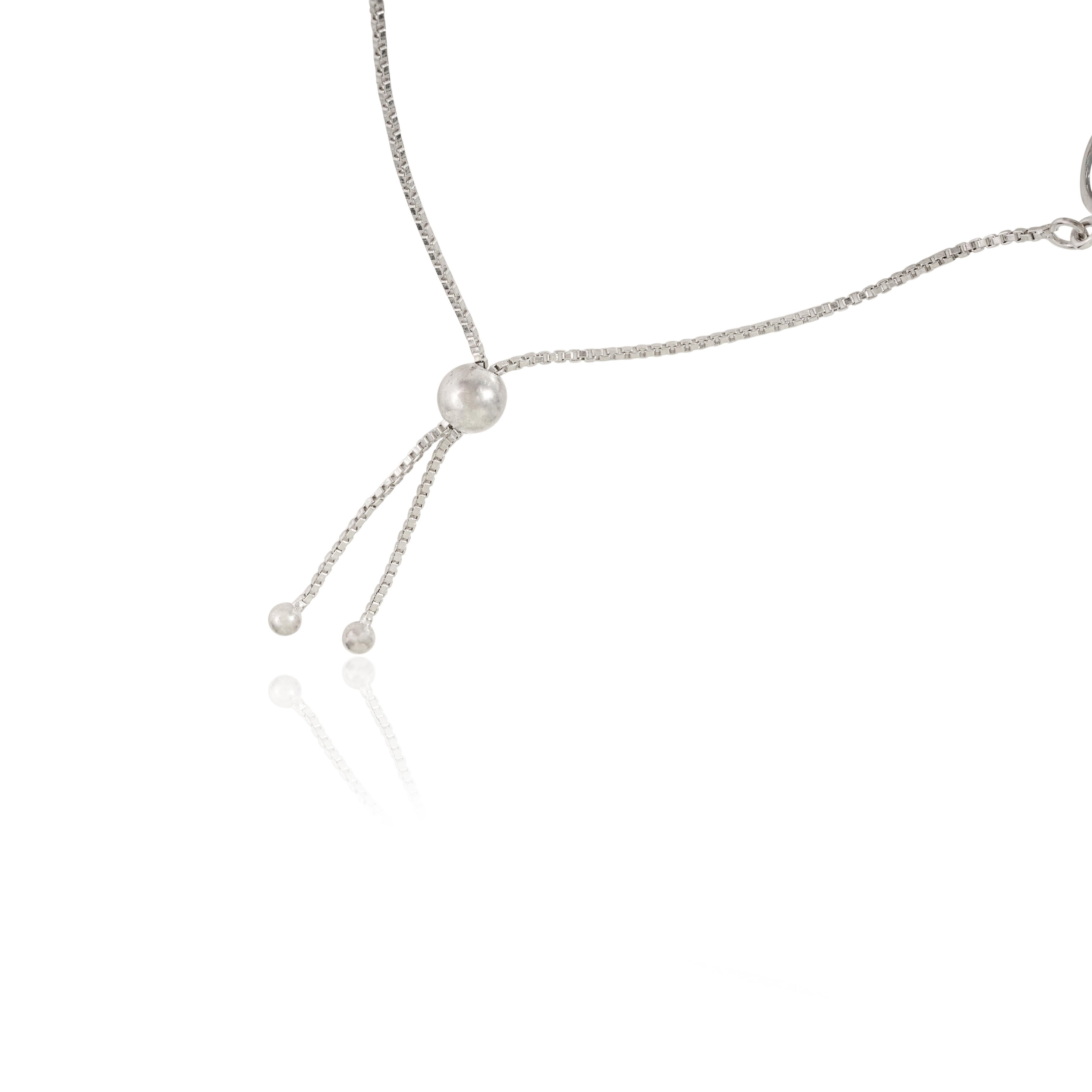Zircon blanc et Topaze bleue Bracelet Bolo ajustable en argent 925 Cadeau pour elle en vente 1
