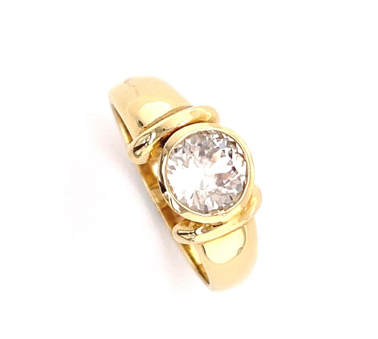 White Zircon Ring in 14 Karat Yellow Gold For Sale at 1stDibs