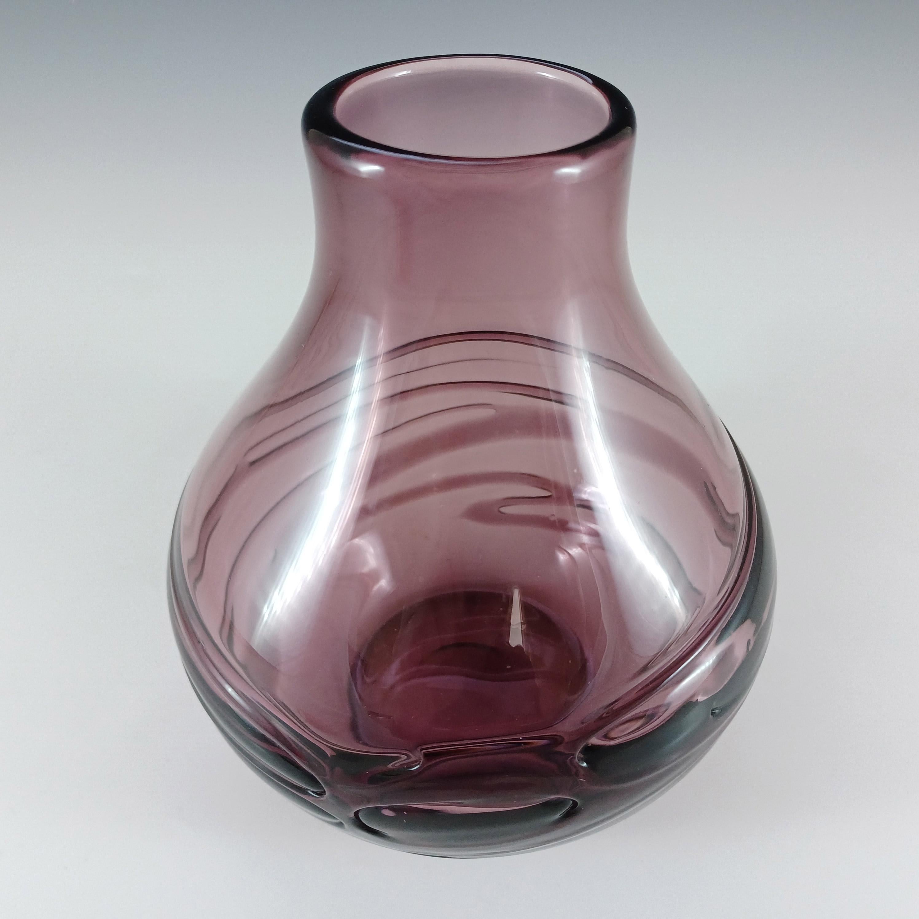 Mid-Century Modern Whitefriars #9803 Baxter Aubergine Glass Random Strapped Vase For Sale