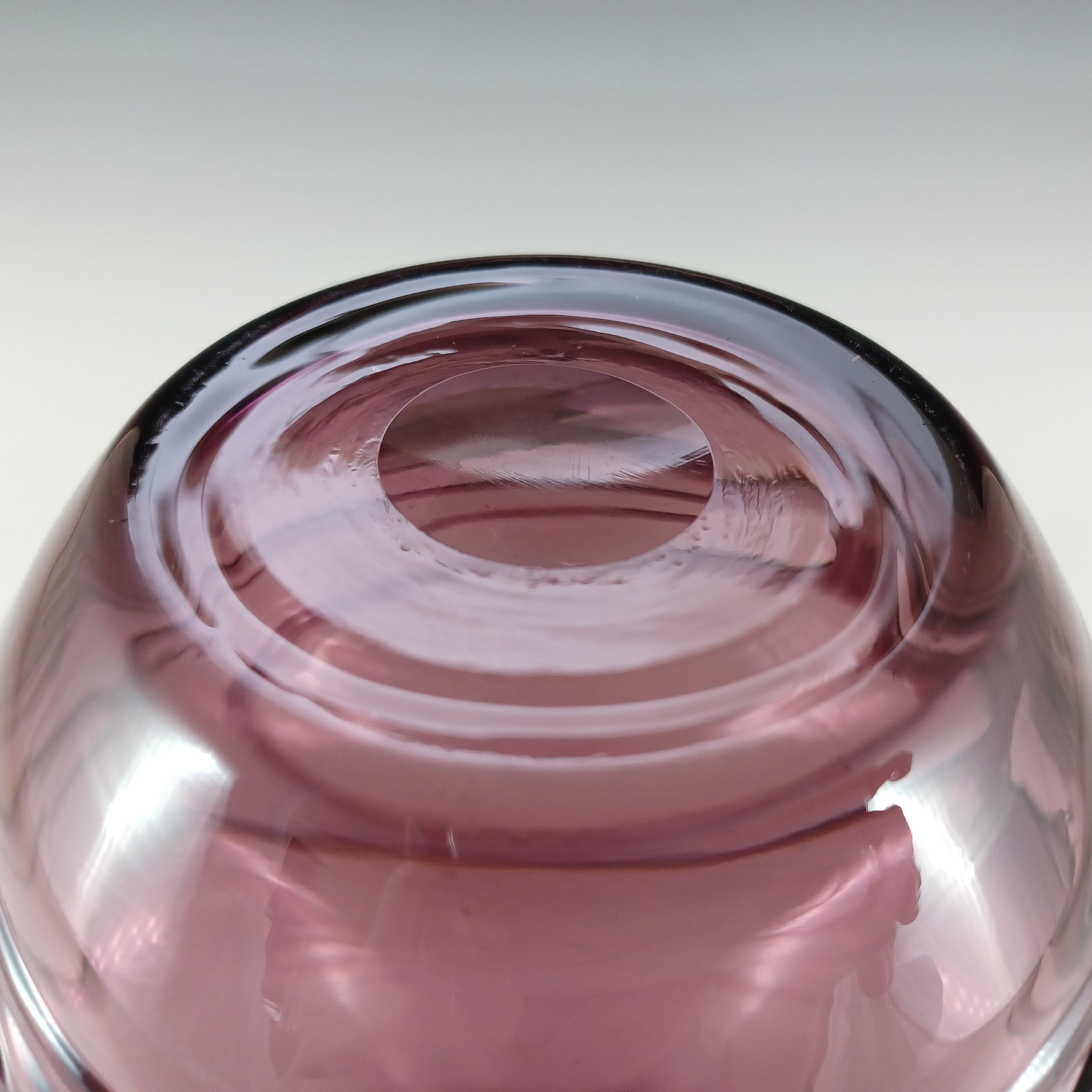 Hand-Crafted Whitefriars #9803 Baxter Aubergine Glass Random Strapped Vase For Sale