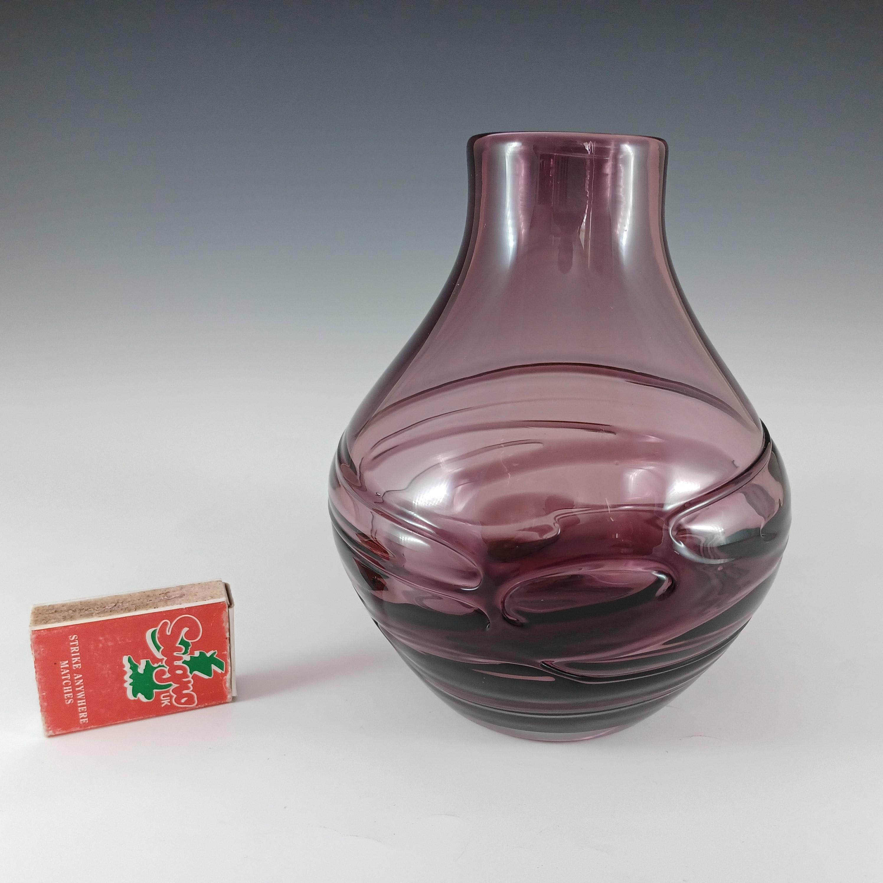 Late 20th Century Whitefriars #9803 Baxter Aubergine Glass Random Strapped Vase For Sale