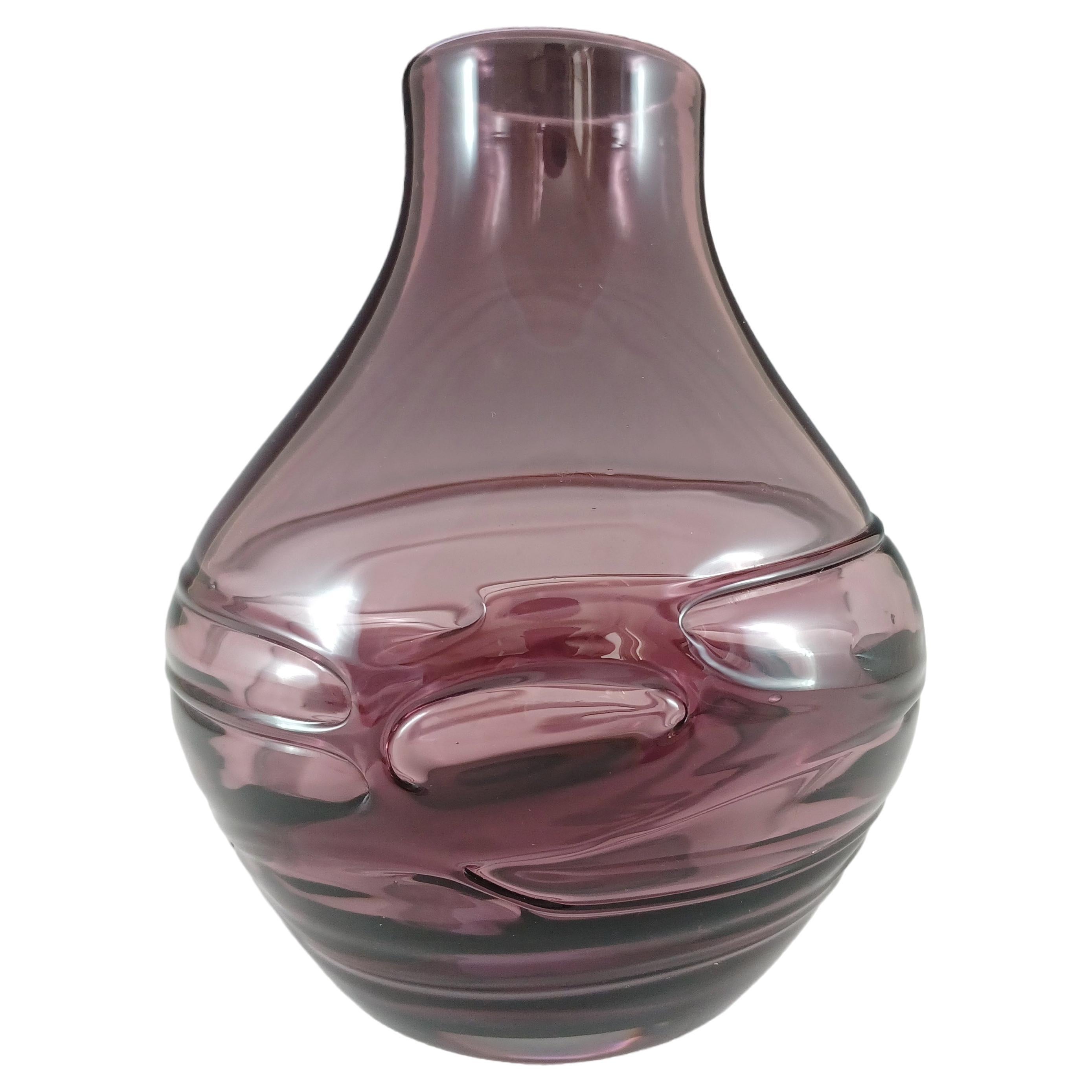 Whitefriars #9803 Baxter Aubergine Glass Random Strapped Vase